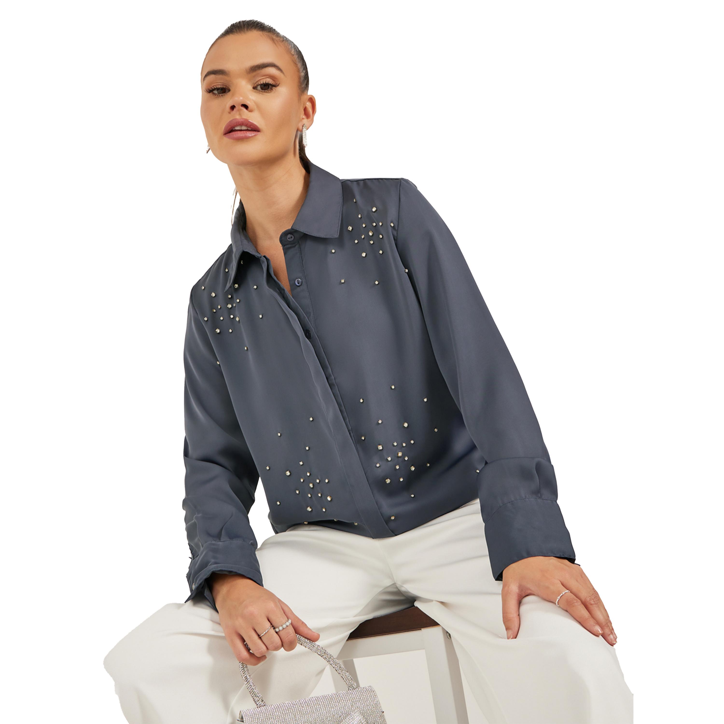 Styli Embellished Spread Collar Regular Fit Shirt-women-clothing-shirtsandblouses-shirts-image-1