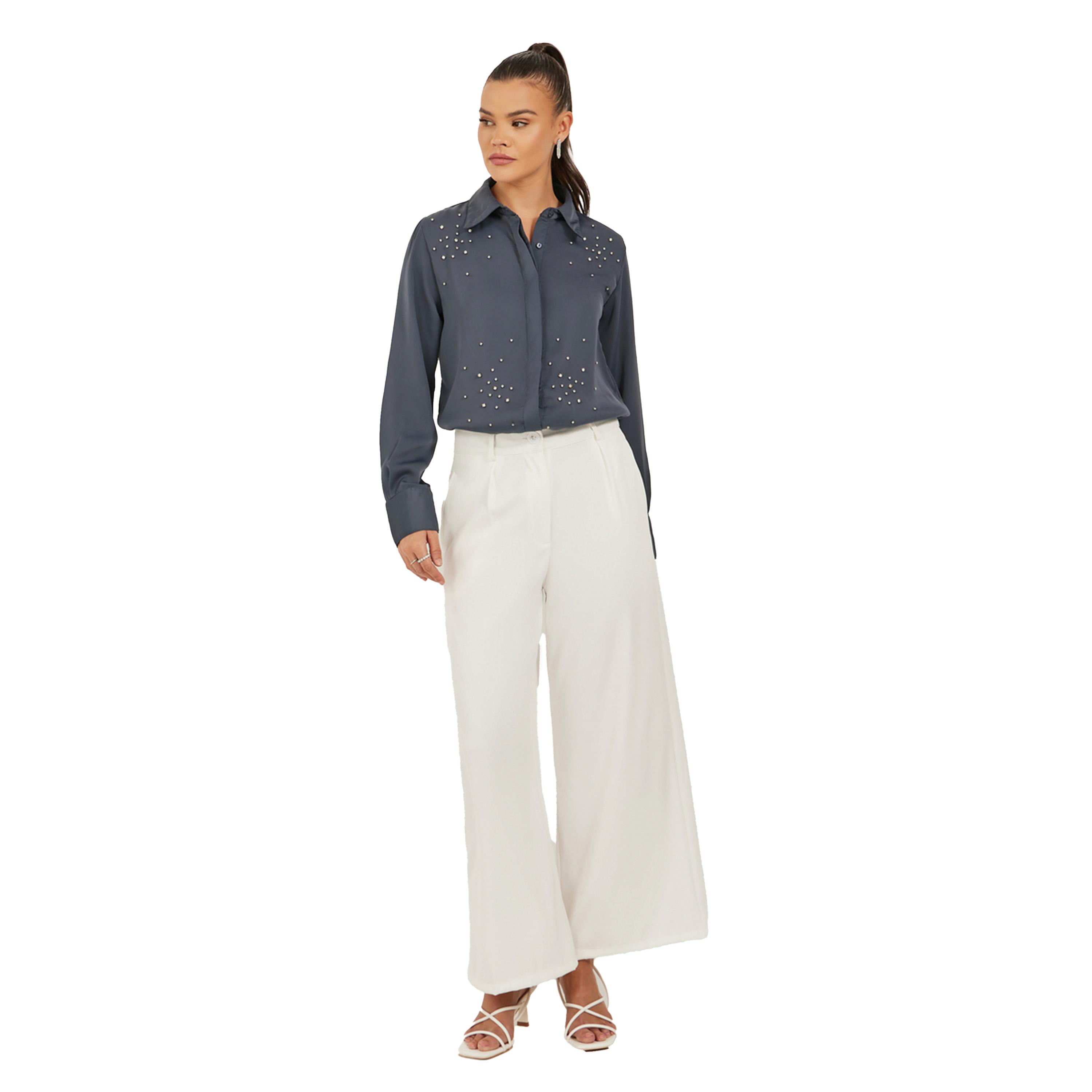 ستايلي - قميص بقصّة عادية وياقة واسعة ومزخرف-women-clothing-shirtsandblouses-shirts-image-2