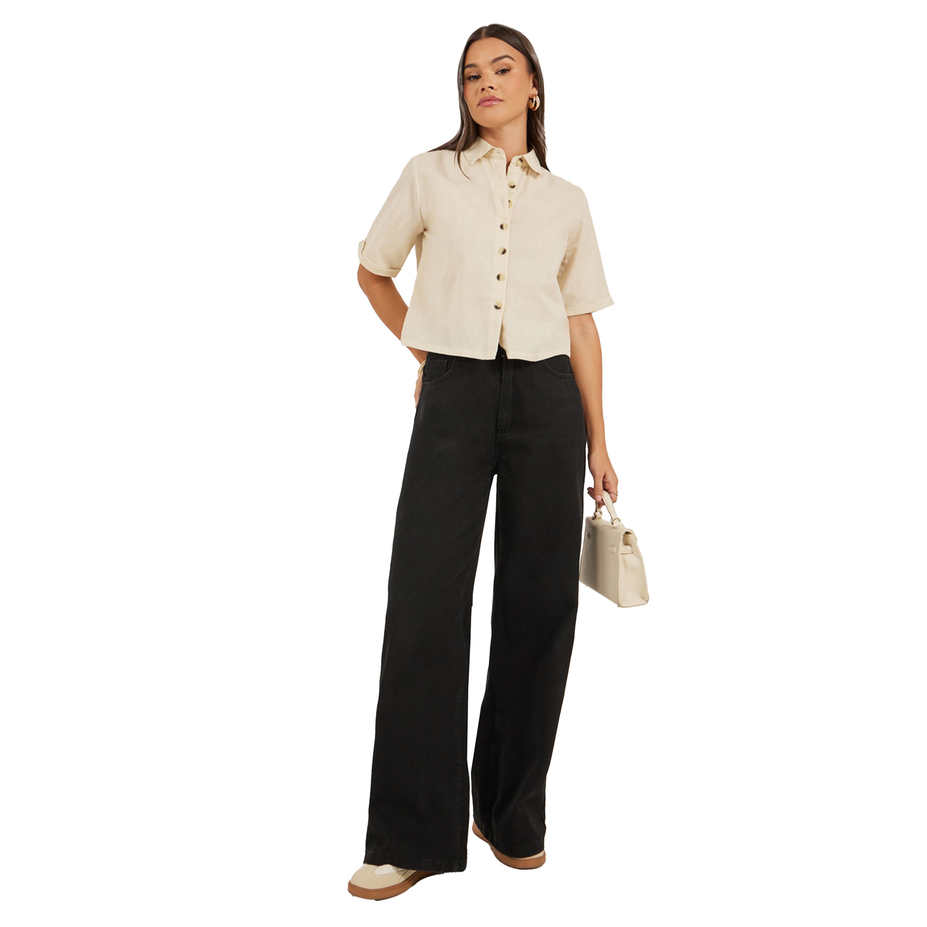 ستايلي - قميص سادة بقصة مربعة وكتف منسدل-women-clothing-shirtsandblouses-shirts-image-2