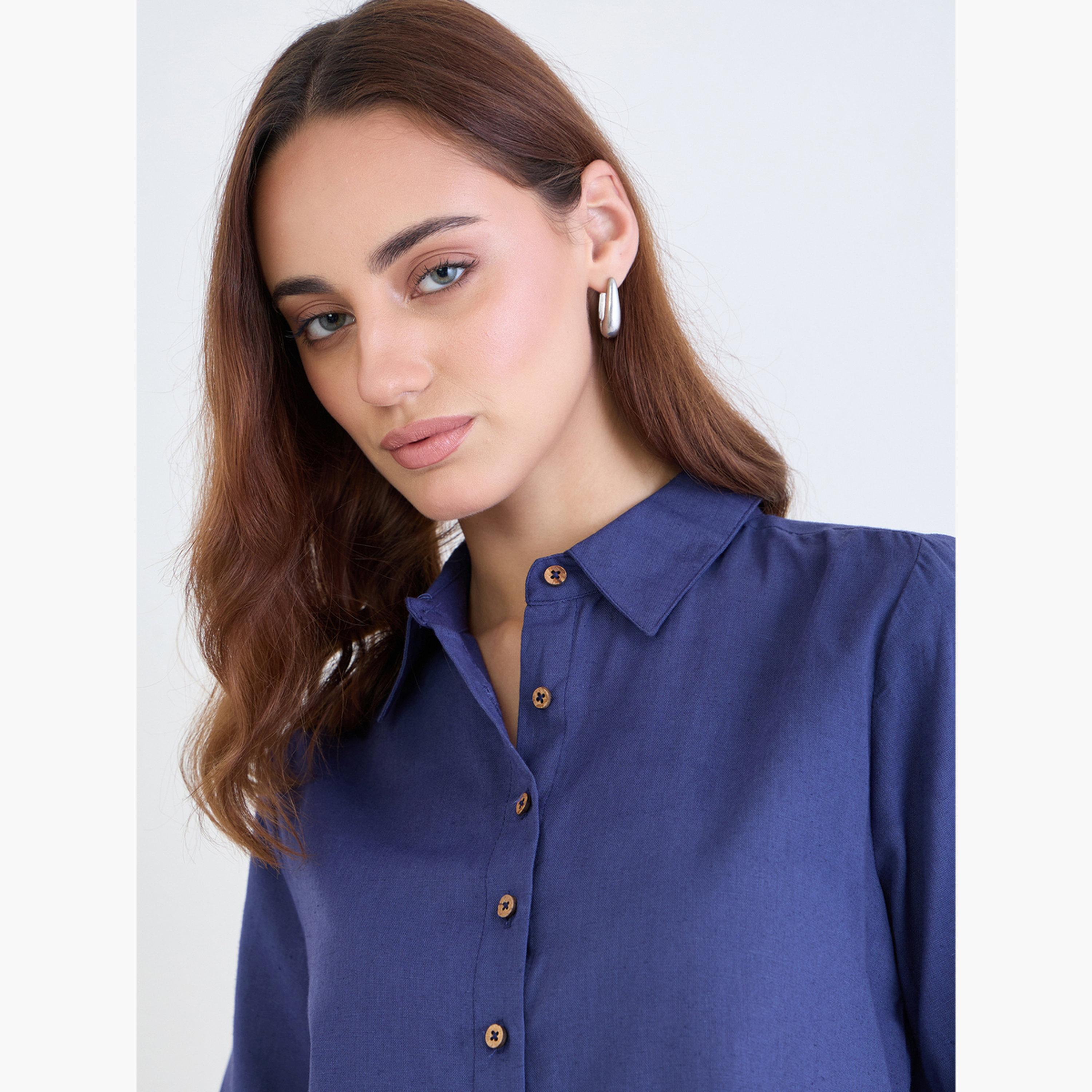 Styli Solid Dropped Shoulder Boxy Fit Shirt-women-clothing-shirtsandblouses-shirts-image-3