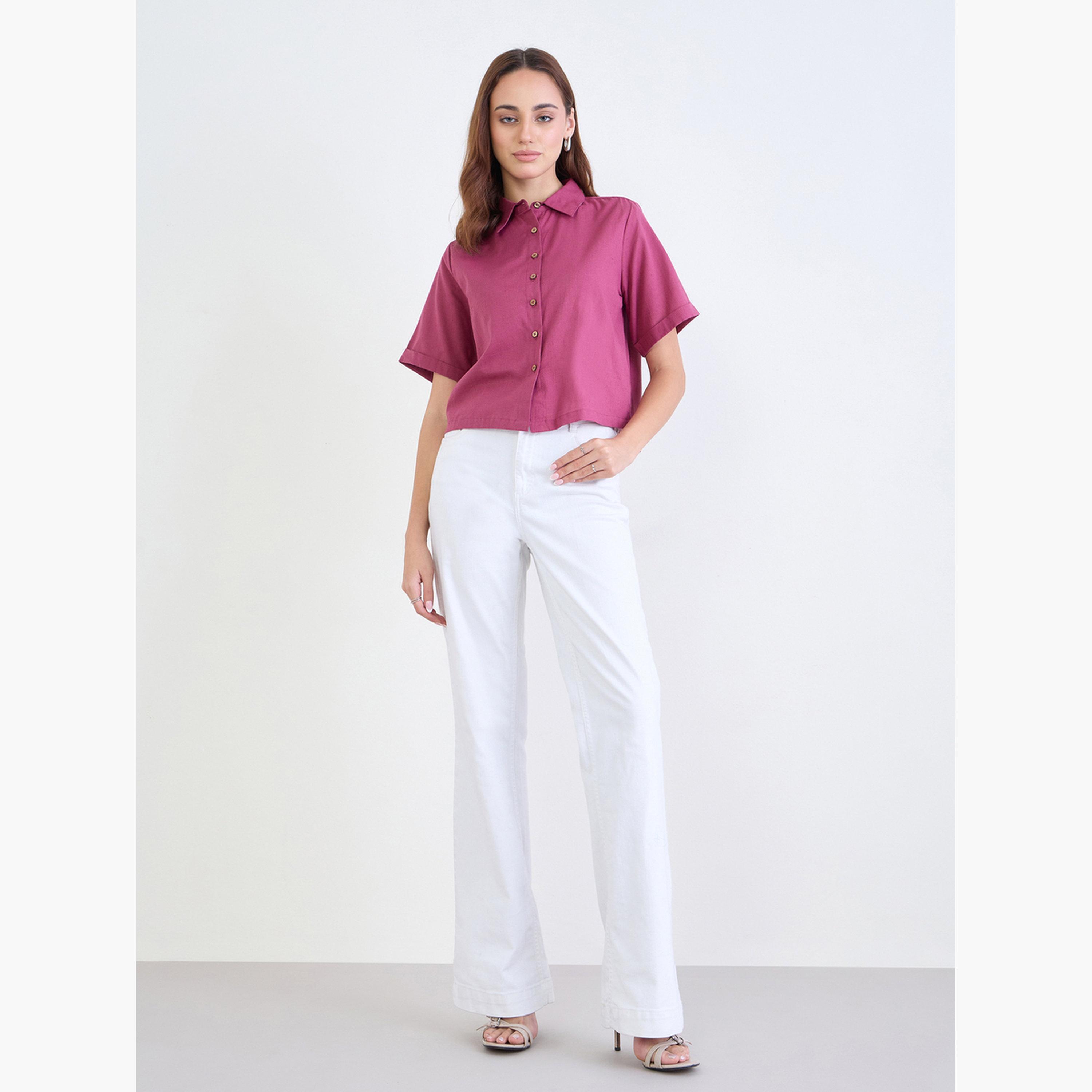 Styli Solid Dropped Shoulder Boxy Fit Shirt-women-clothing-shirtsandblouses-shirts-image-2