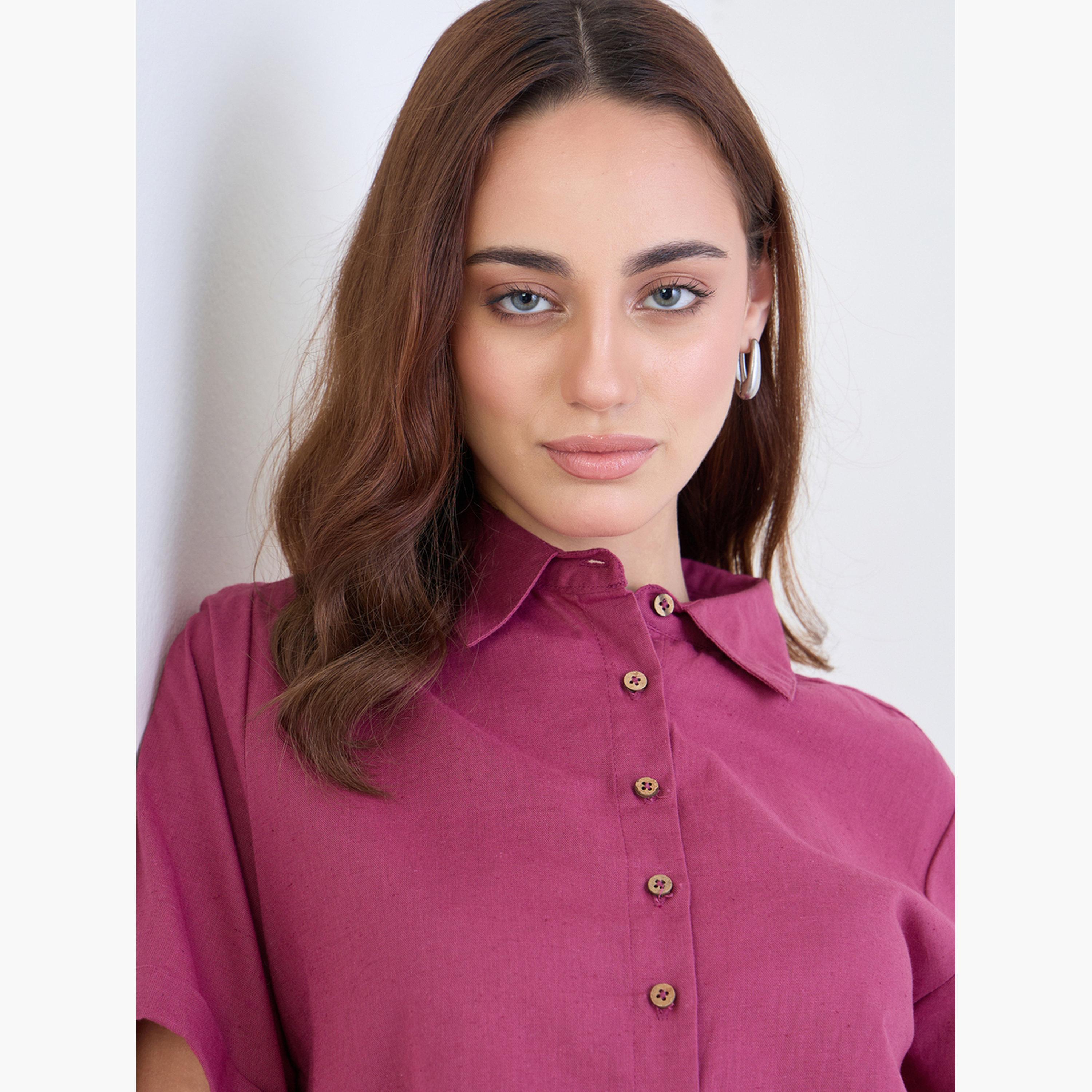 Styli Solid Dropped Shoulder Boxy Fit Shirt-women-clothing-shirtsandblouses-shirts-image-3