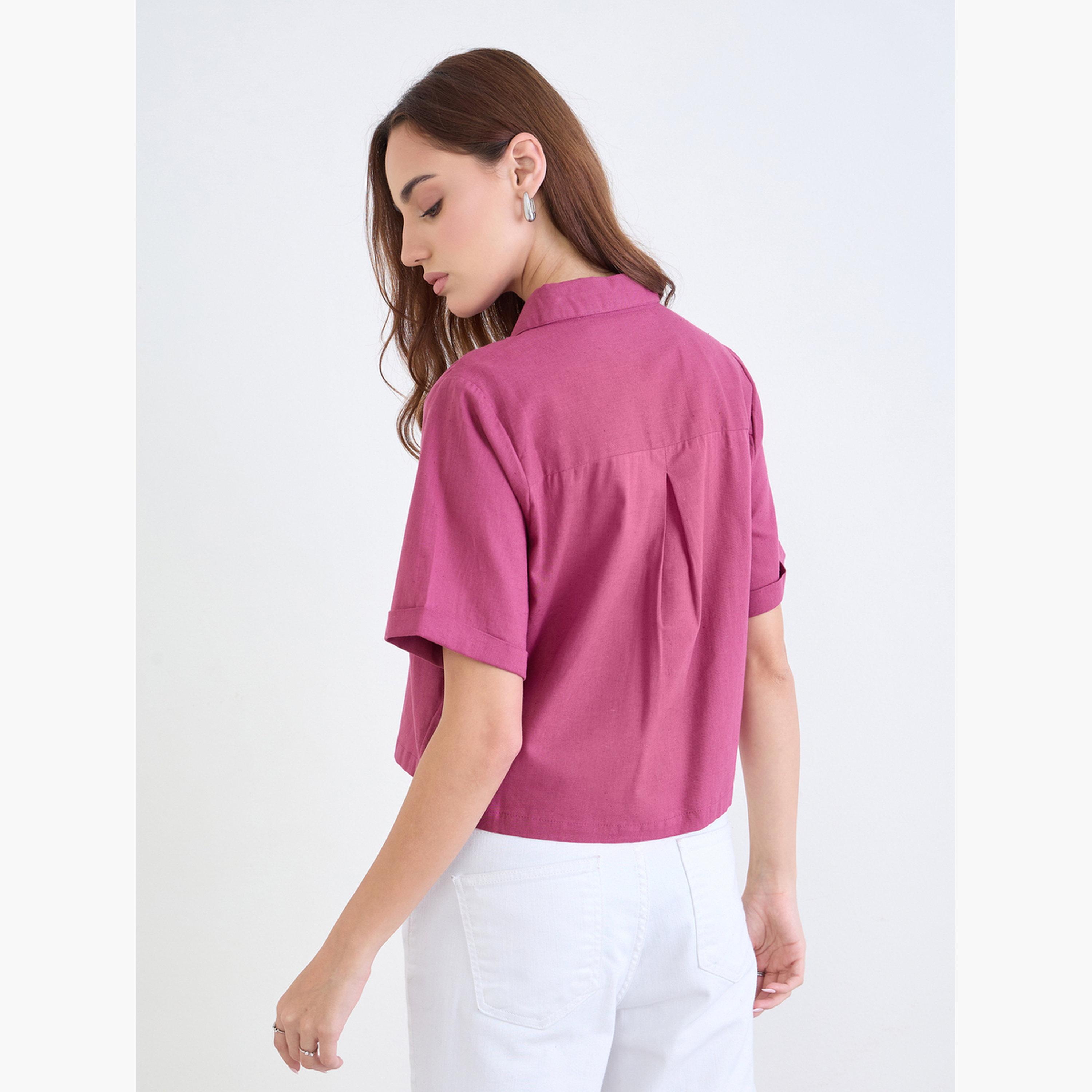 ستايلي - قميص سادة بقصّة مربعة وأكتاف منسدلة-women-clothing-shirtsandblouses-shirts-image-4