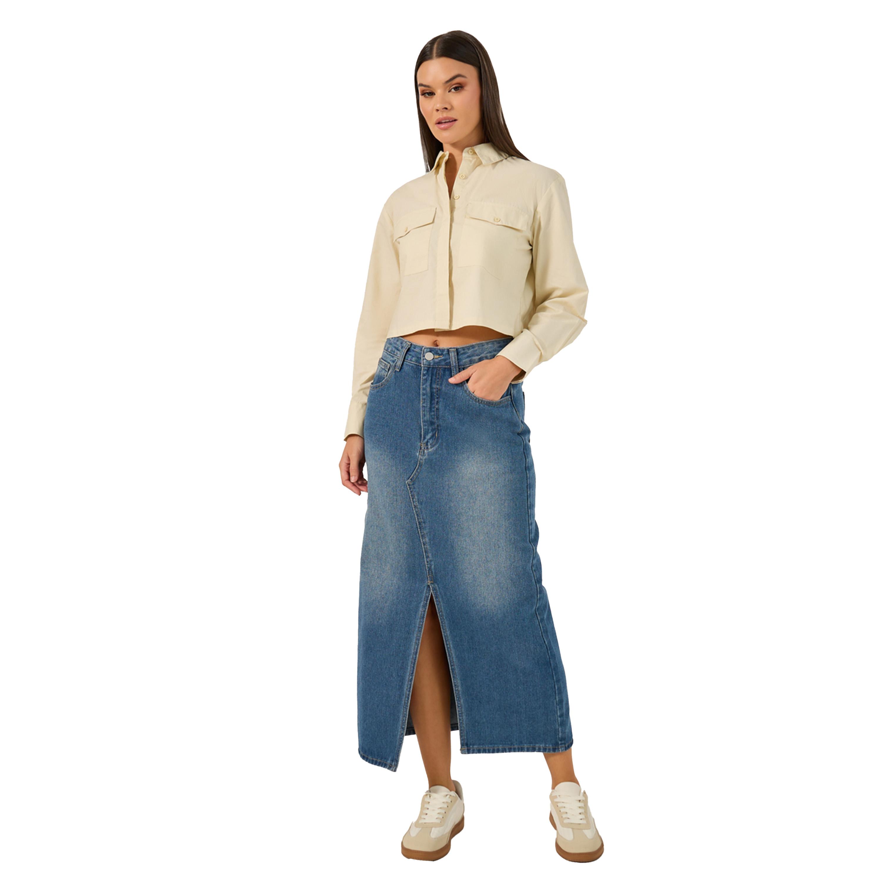 ستايلي -  قميص قصير بأكمام طويلة وقصة مربعة سولد-women-clothing-shirtsandblouses-shirts-image-2