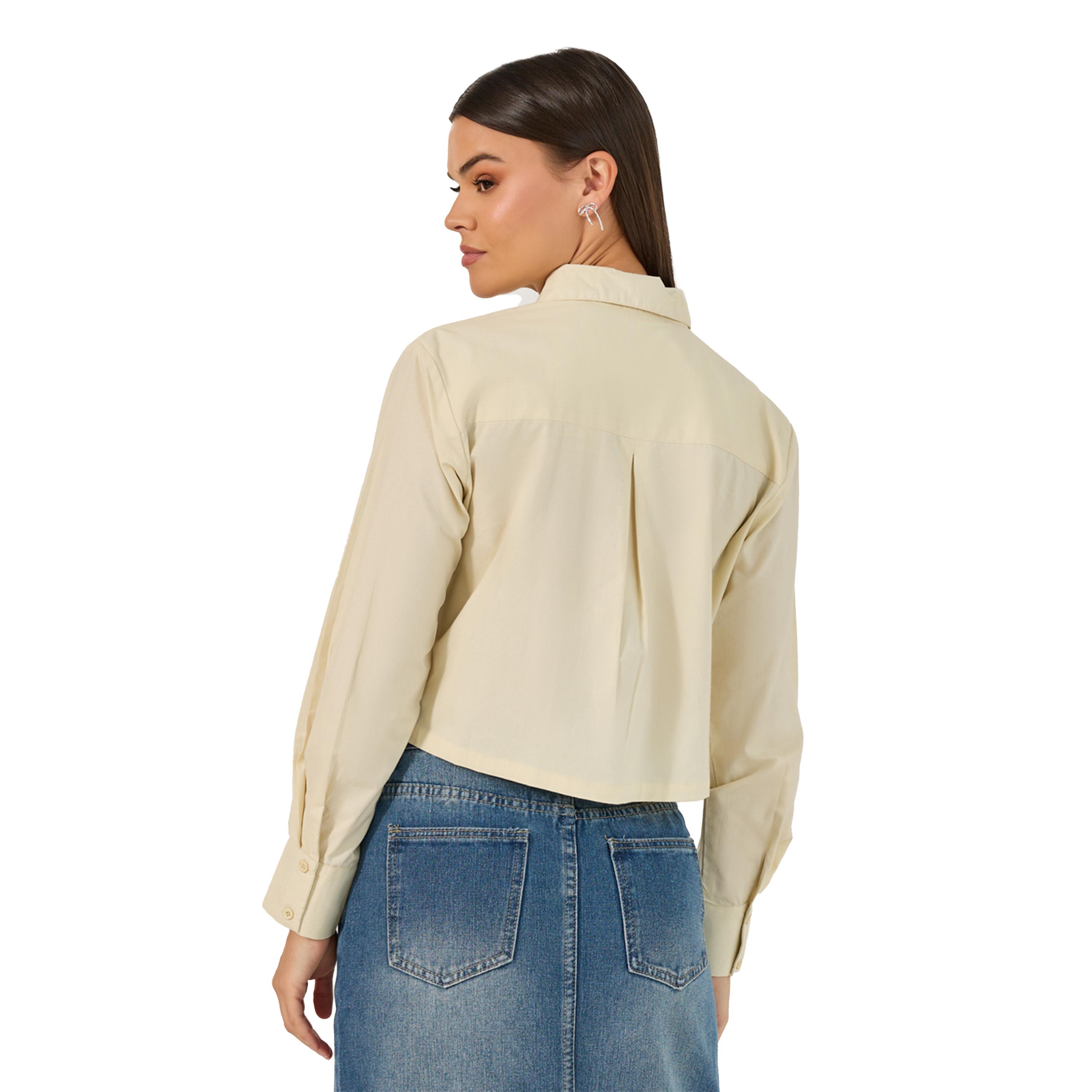 ستايلي -  قميص قصير بأكمام طويلة وقصة مربعة سولد-women-clothing-shirtsandblouses-shirts-image-4