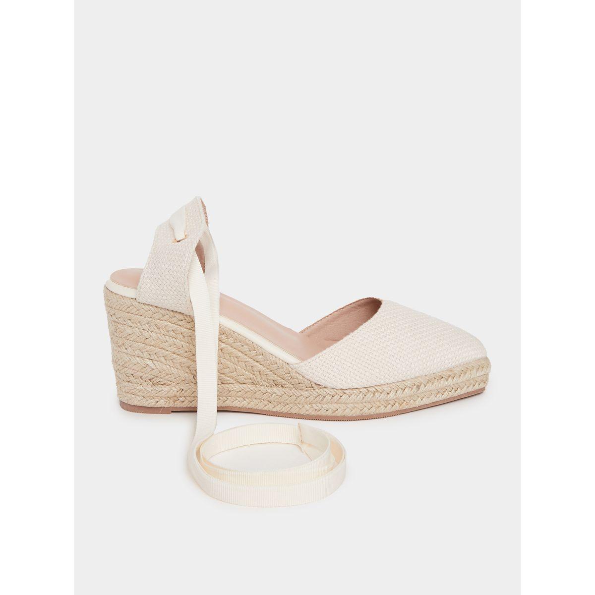 Styli Textured Lace Tie-Up String Wedge Sandals-women-shoes-loafersandmoccasins-image-1