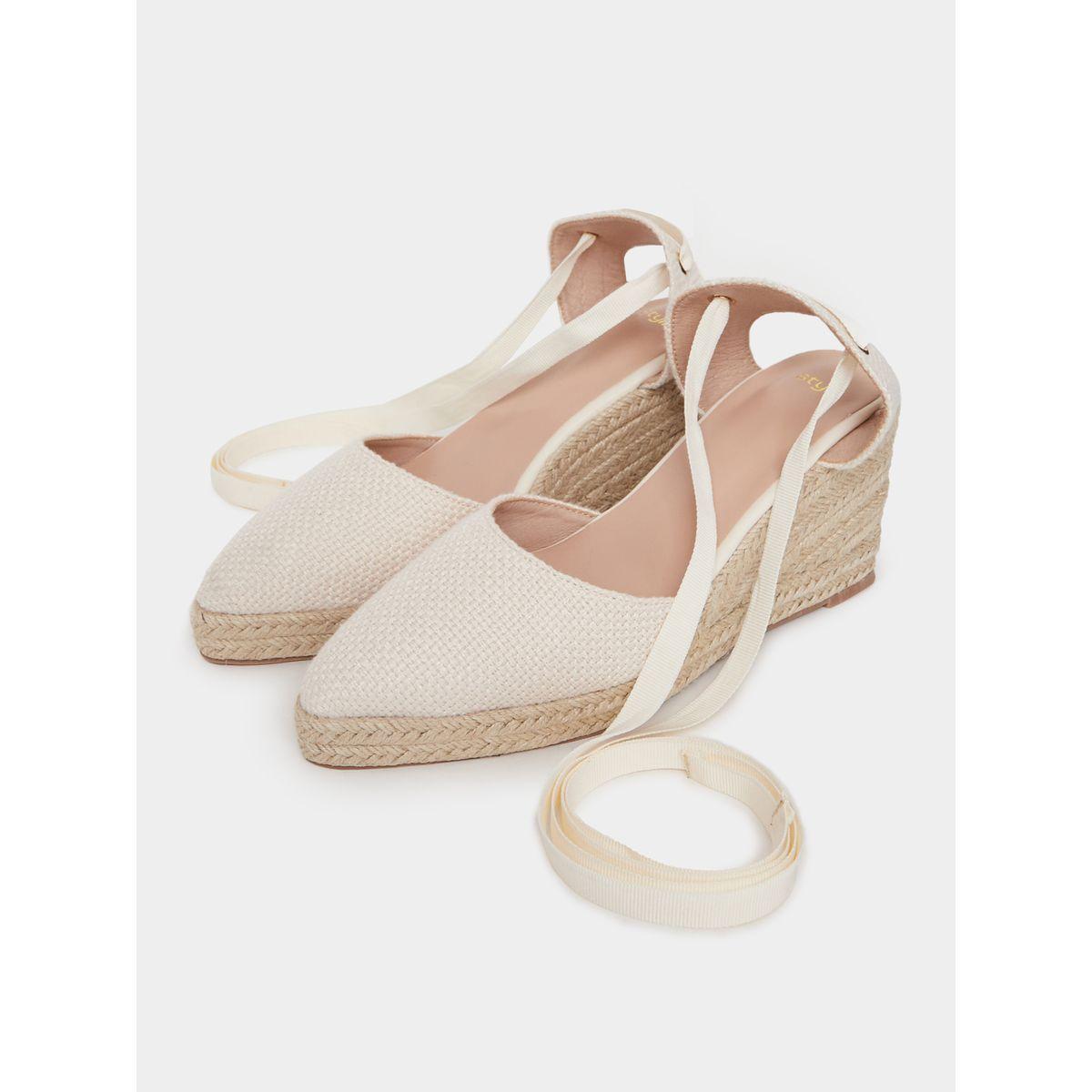 Styli Textured Lace Tie-Up String Wedge Sandals-women-shoes-loafersandmoccasins-image-2