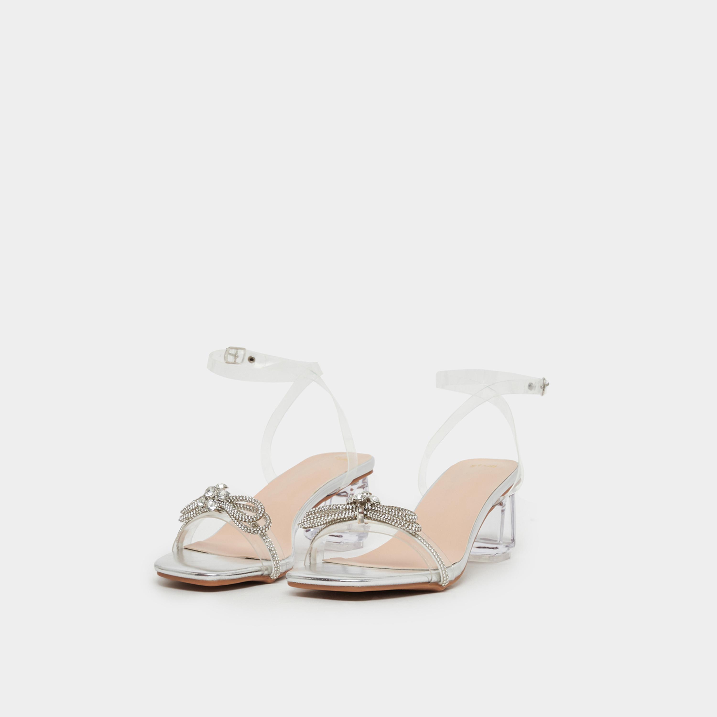 ستايلي - صندل شفاف بكعب عريض مزين بفيونكة-women-shoes-heels-image-1