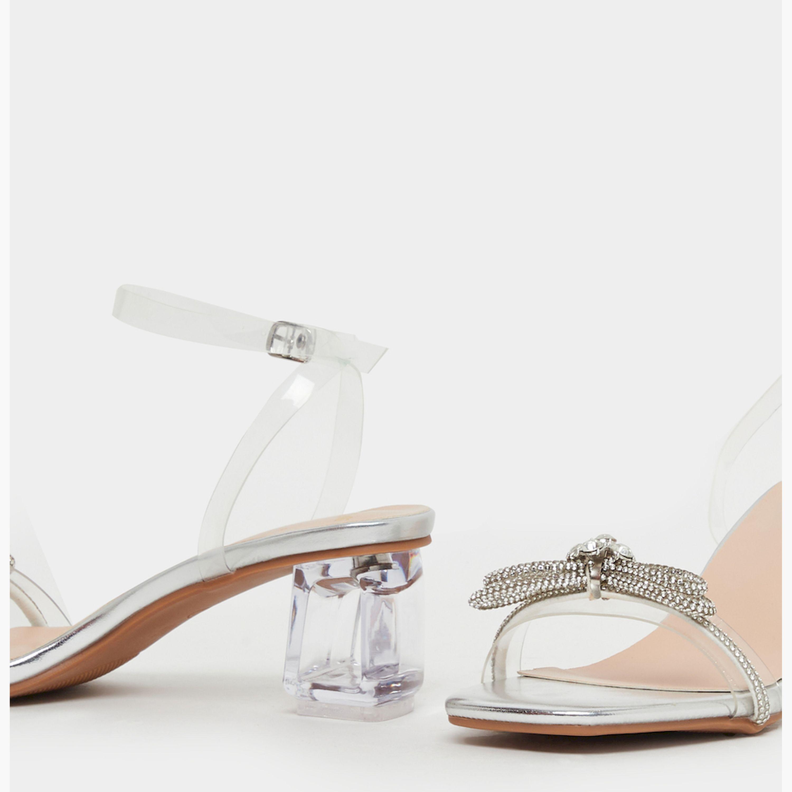 ستايلي - صندل شفاف بكعب عريض مزين بفيونكة-women-shoes-heels-image-4
