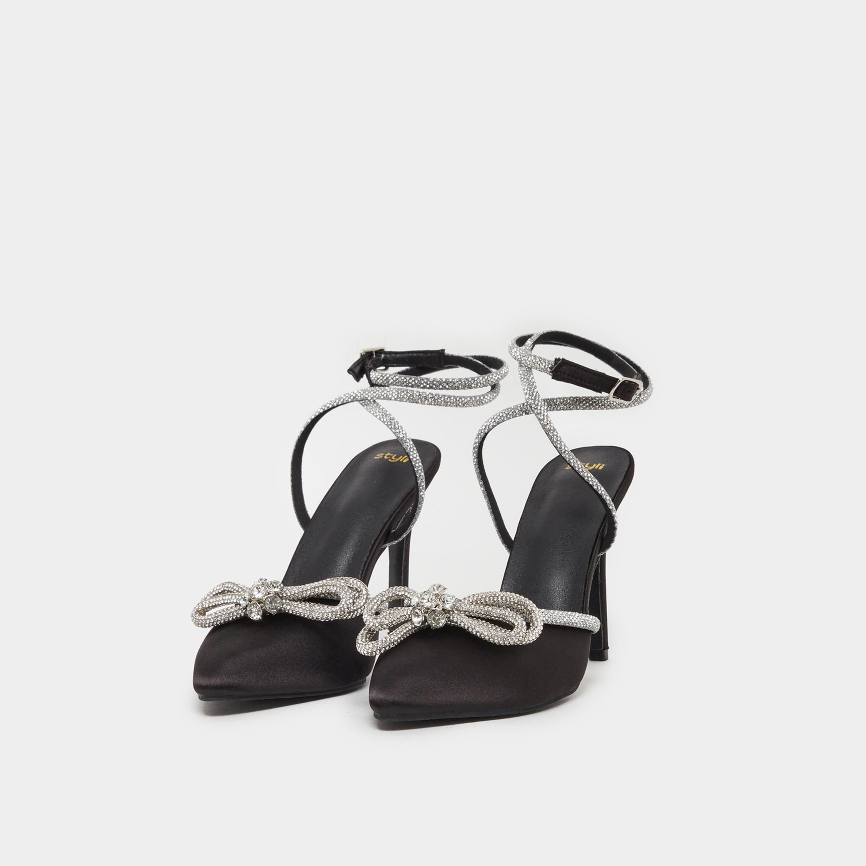 ستايلي - حذاء مزين بشريط كاحل وفيونكة-women-shoes-heels-image-2