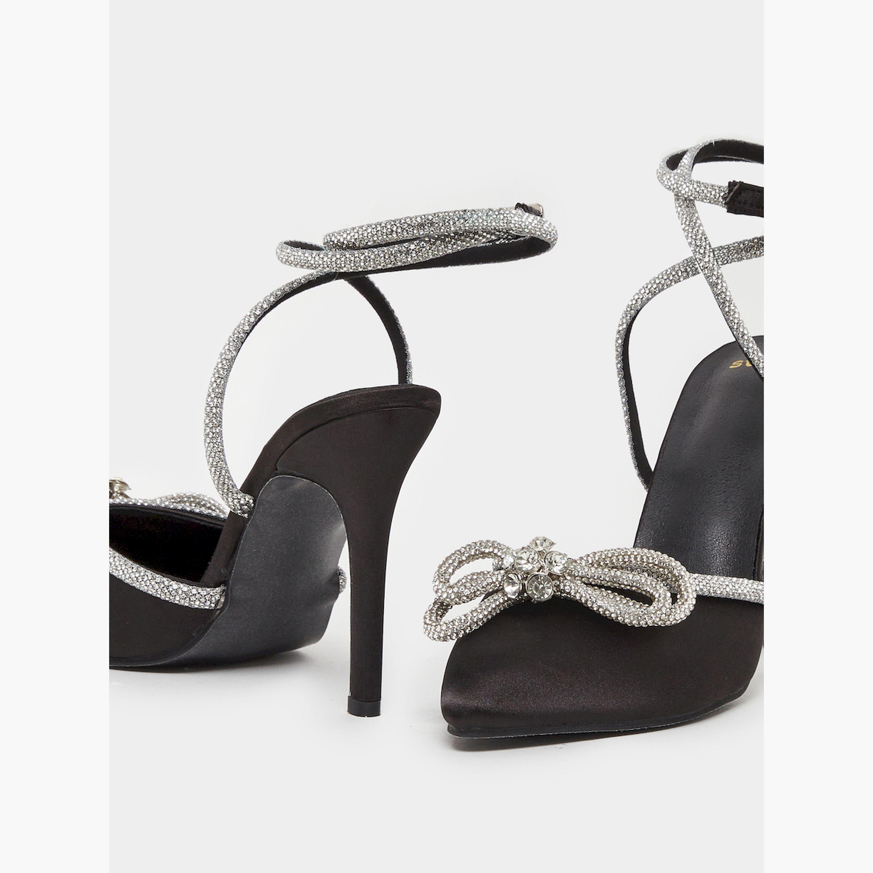 Styli Embellished Ankle Strap Bow Accent Shoes-women-shoes-heels-image-3