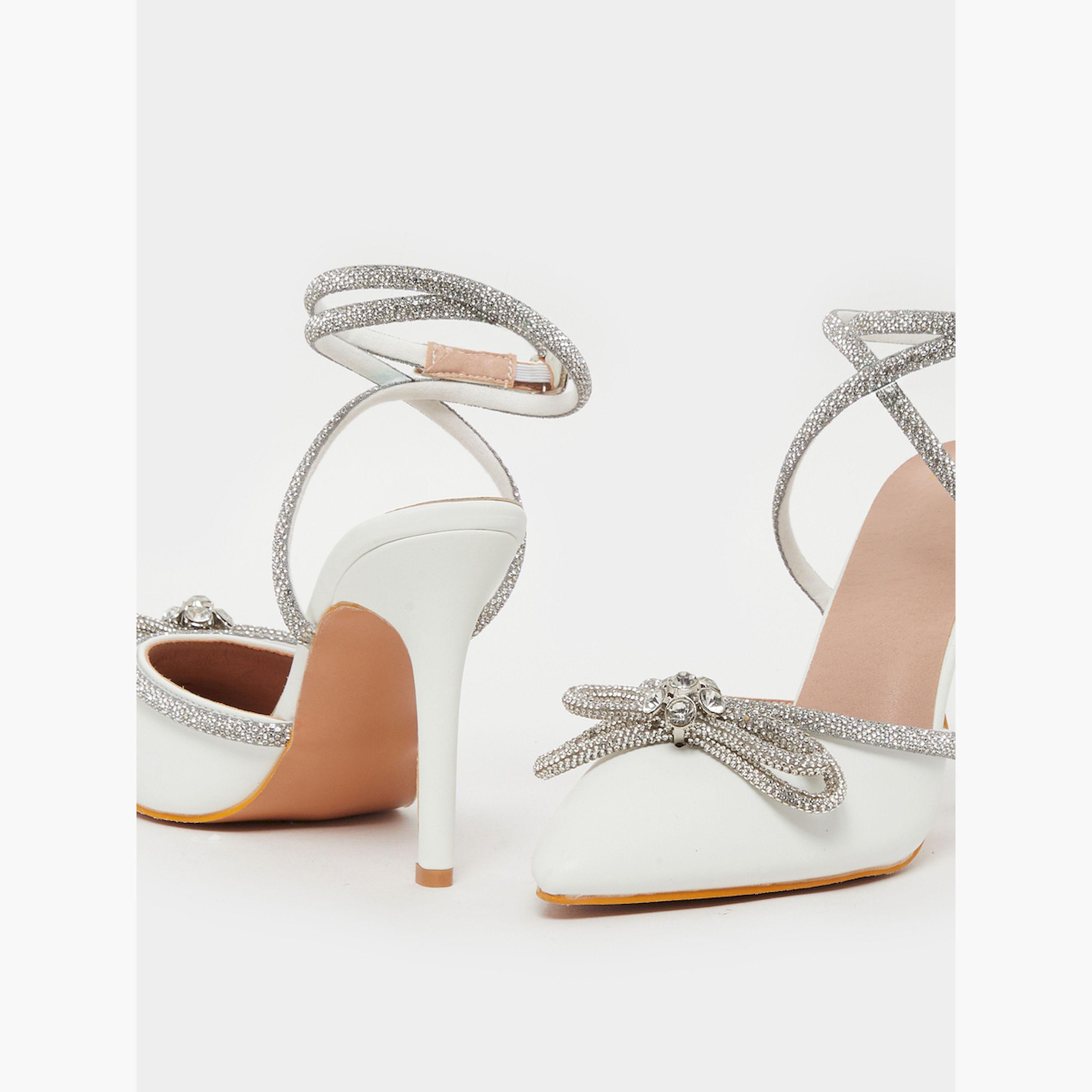 Styli Embellished Ankle Strap Bow Accent Shoes-women-shoes-heels-image-3