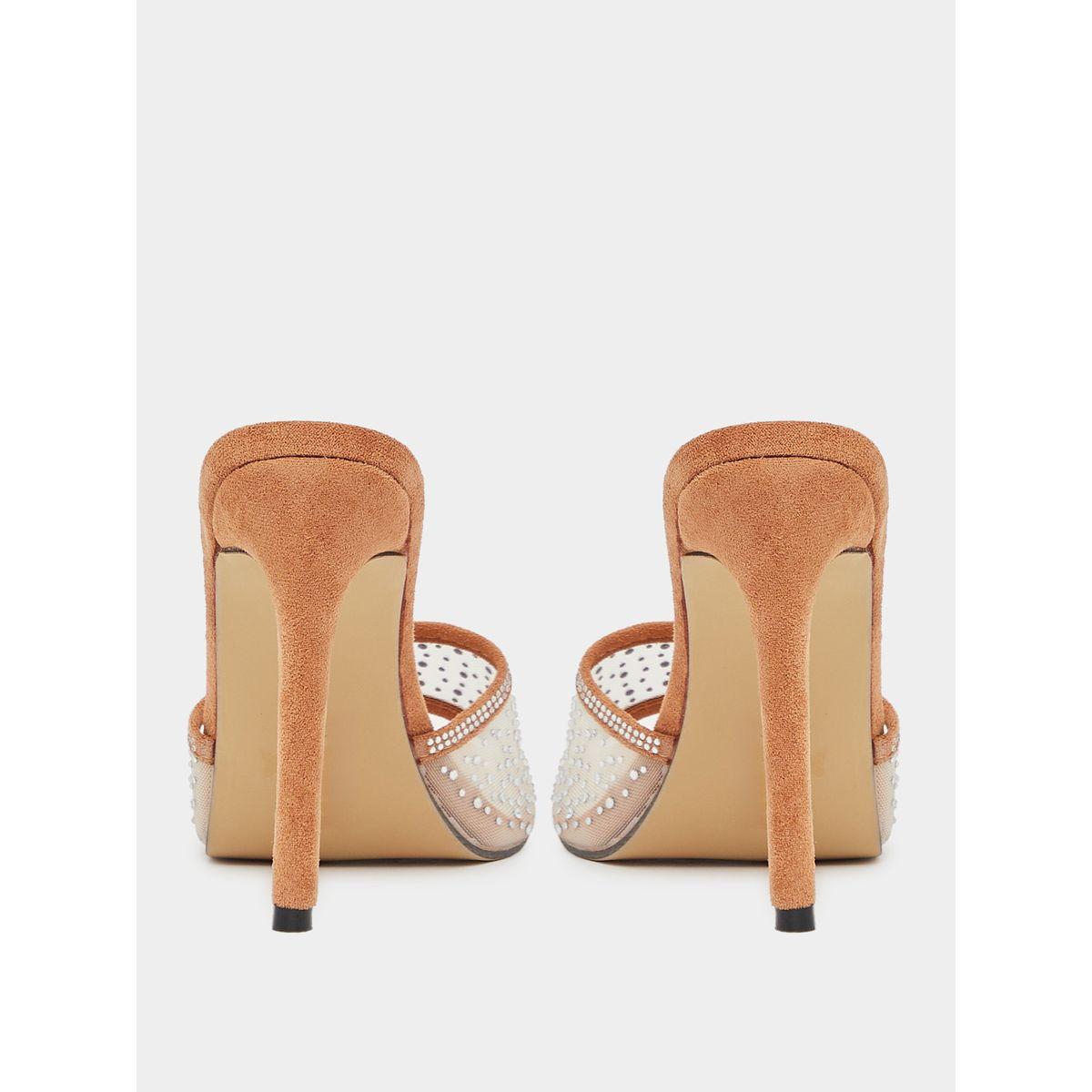 Suede Look Embellished Stiletto Heel Sandals-women-shoes-heels-image-5