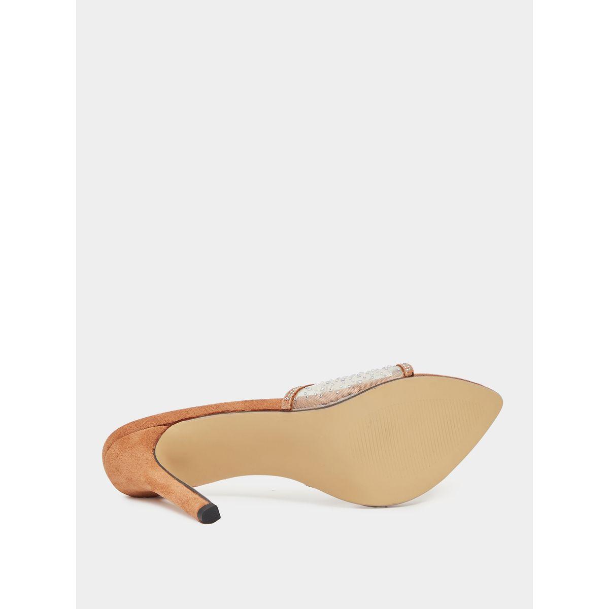 Suede Look Embellished Stiletto Heel Sandals-women-shoes-heels-image-7