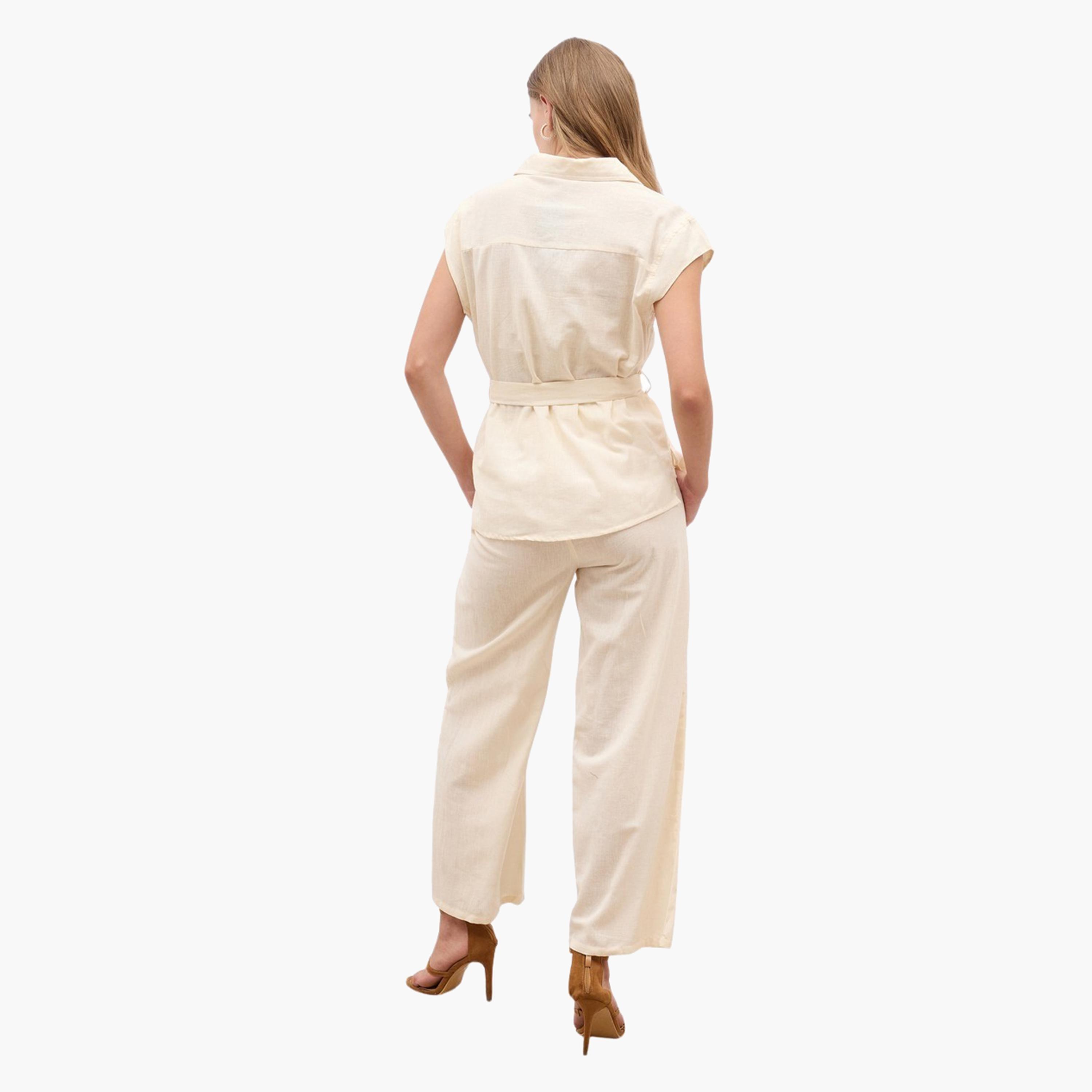 ستايلي - قميص بأكمام قصيرة وبنطال واسع الساق-women-clothing-coordsets-image-3