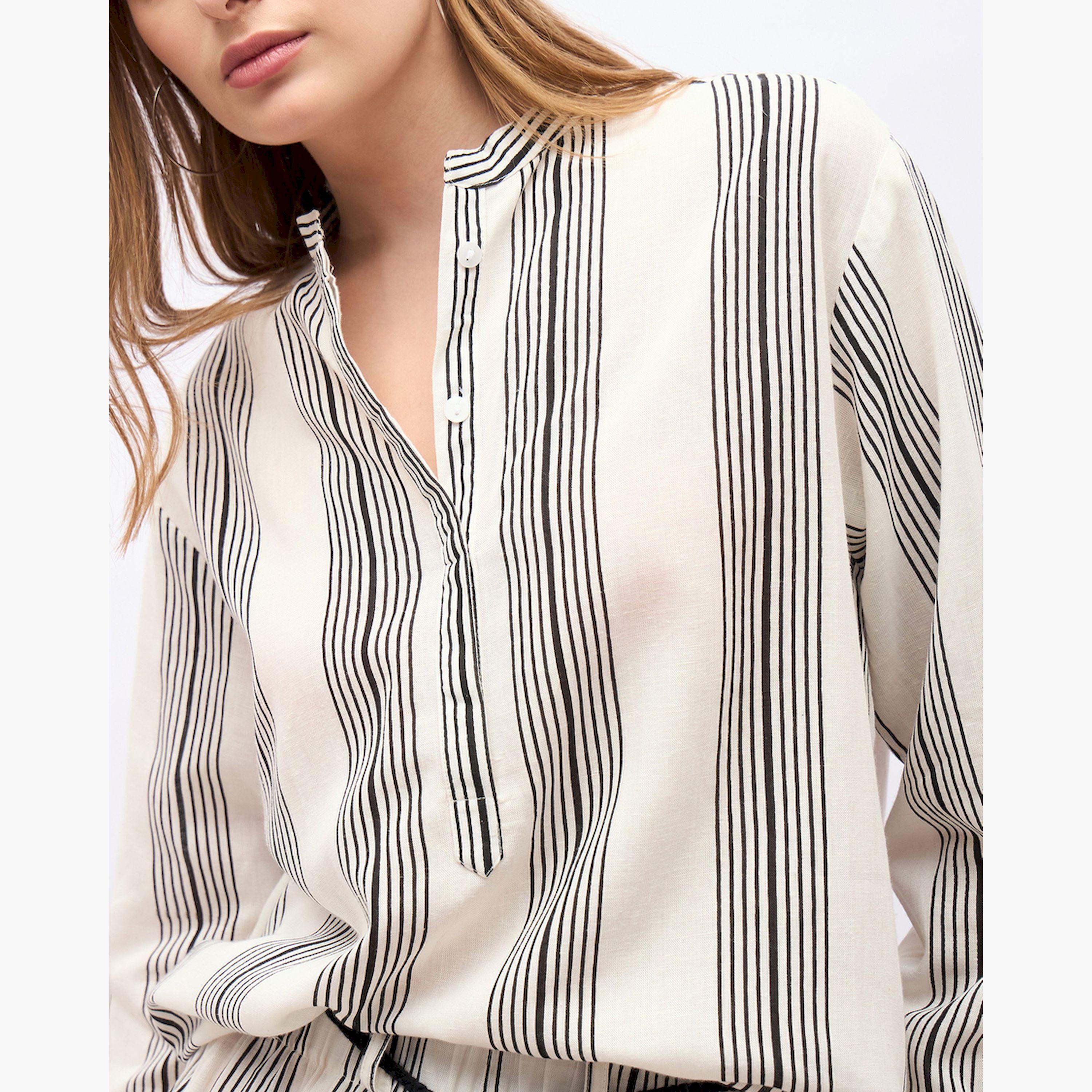Styli Striped Oversized Shirt and Wide Leg Trousers Set-women-clothing-coordsets-image-4