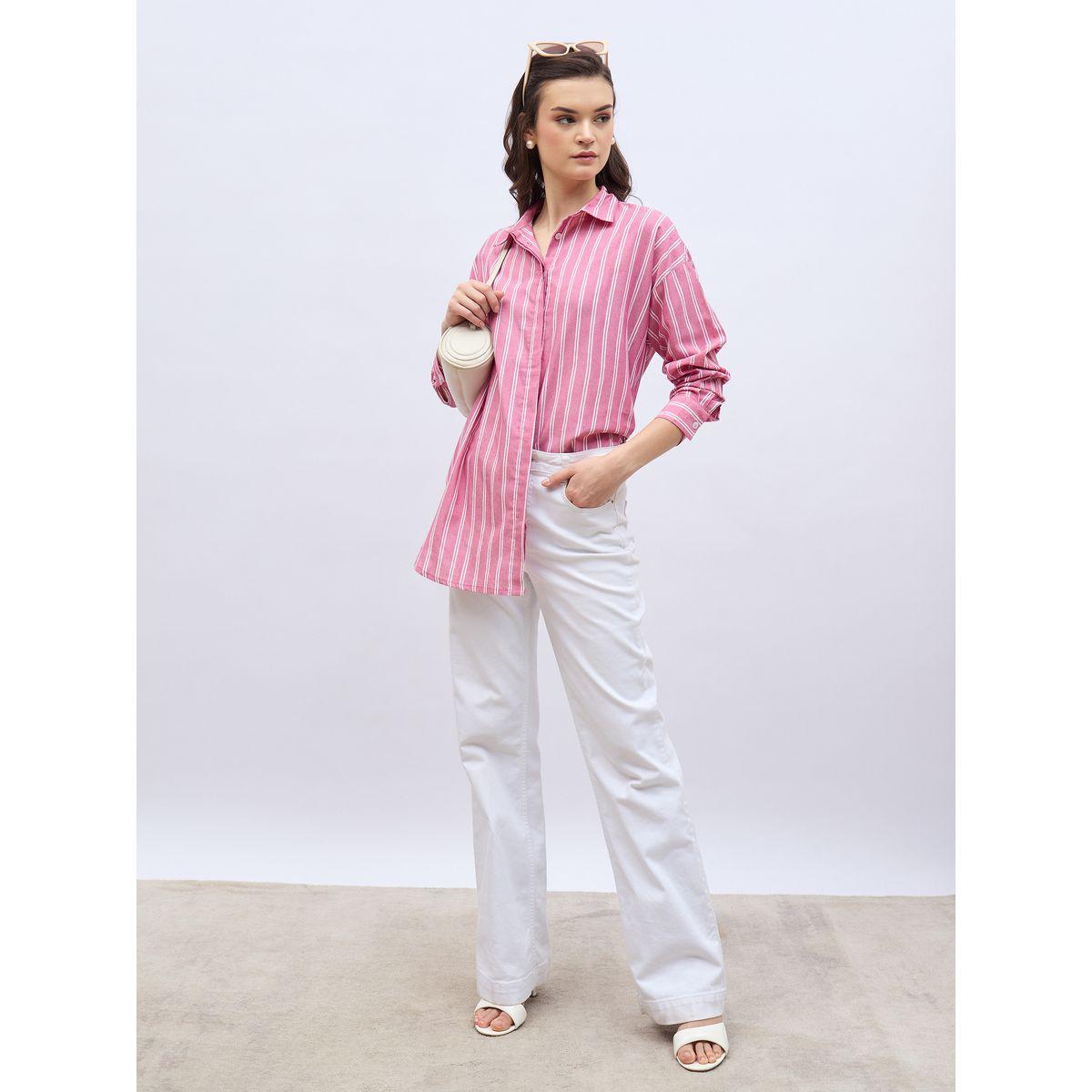 Styli Oversized Striped Spread Collar Shirt-women-clothing-shirtsandblouses-shirts-image-1