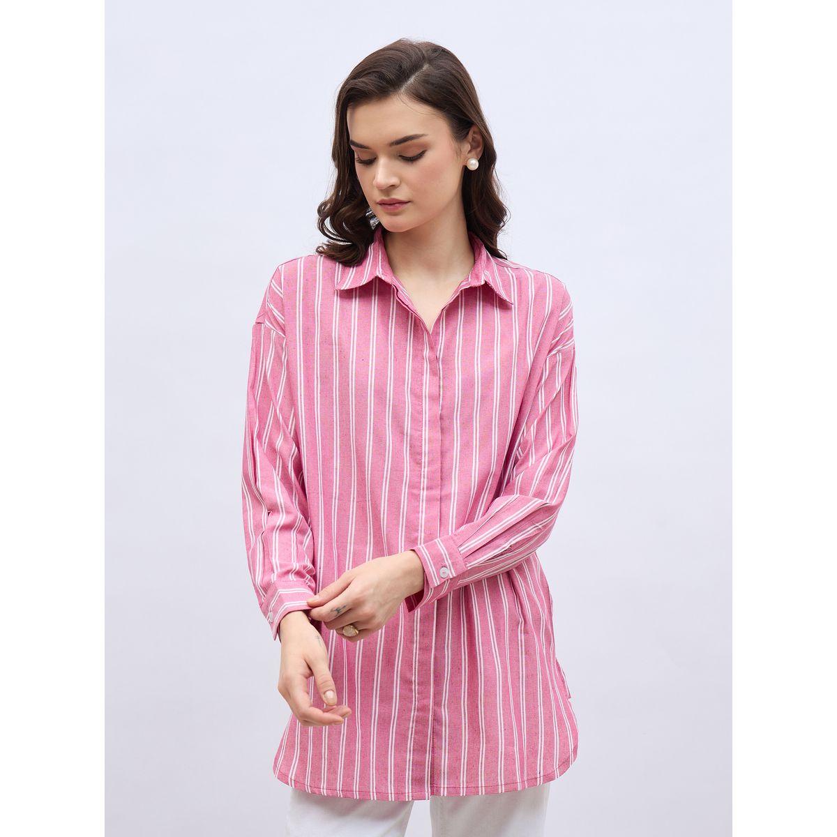 Styli Oversized Striped Spread Collar Shirt-women-clothing-shirtsandblouses-shirts-image-2