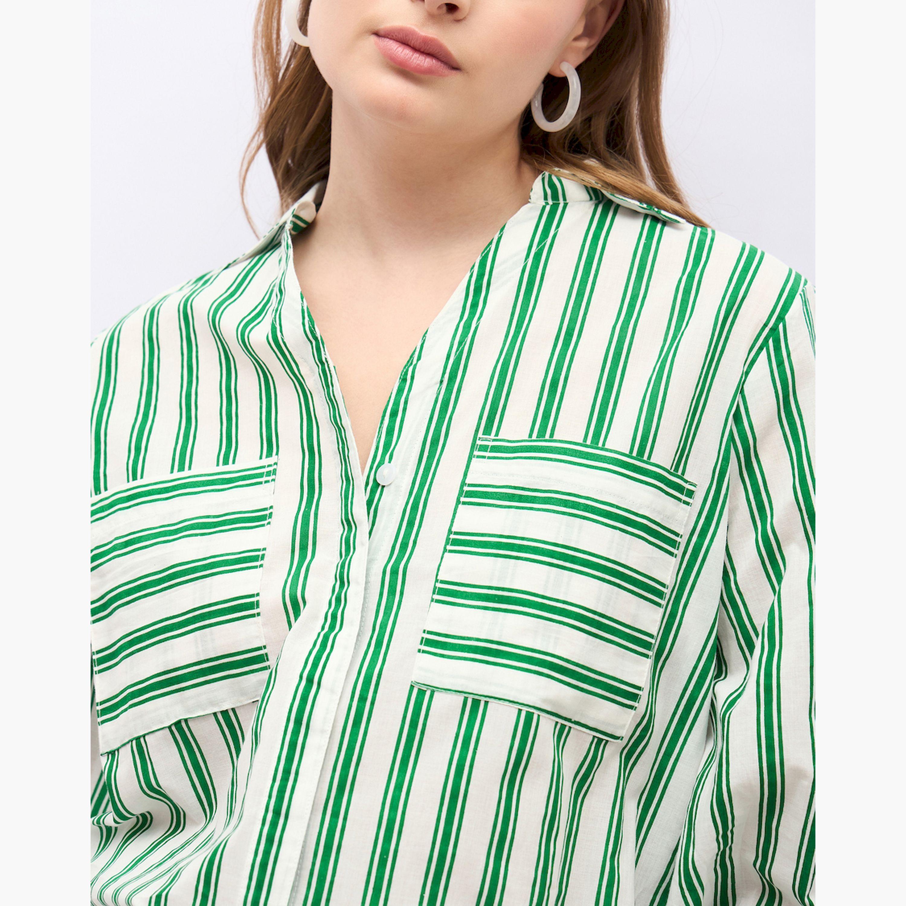 Styli Striped Balloon Sleeve Loose Fit Shirt-women-clothing-shirtsandblouses-shirts-image-4