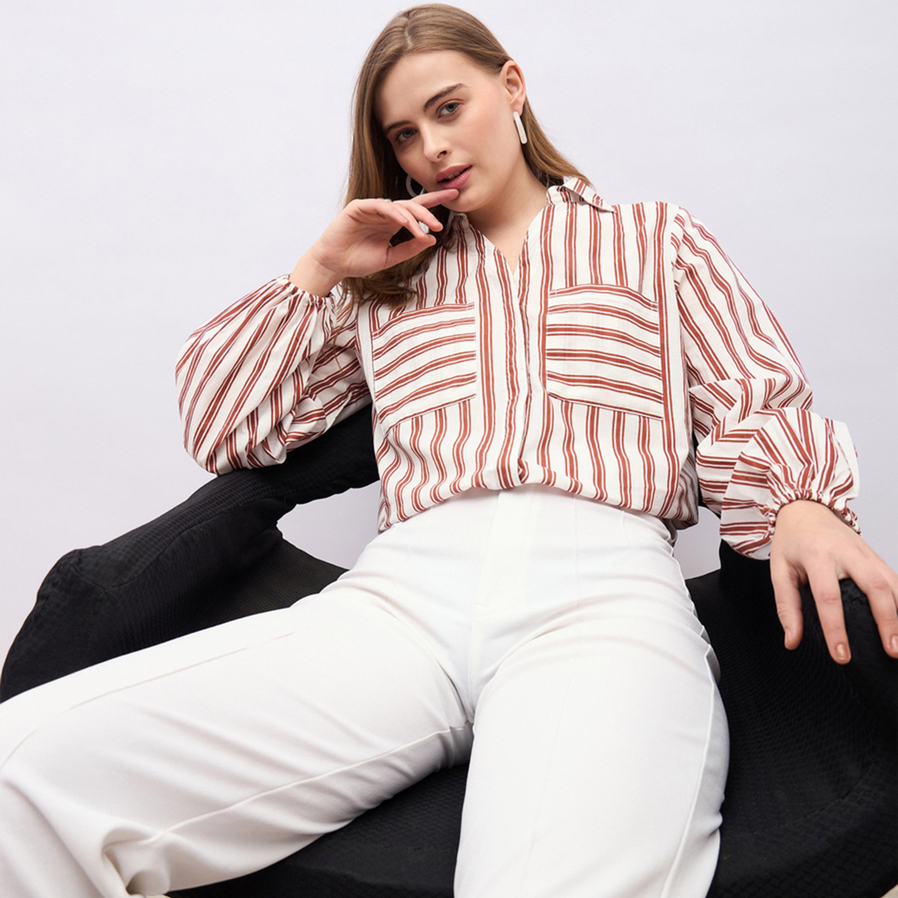 Styli Striped Spread Collar Regular Fit Shirt-women-clothing-shirtsandblouses-shirts-image-6