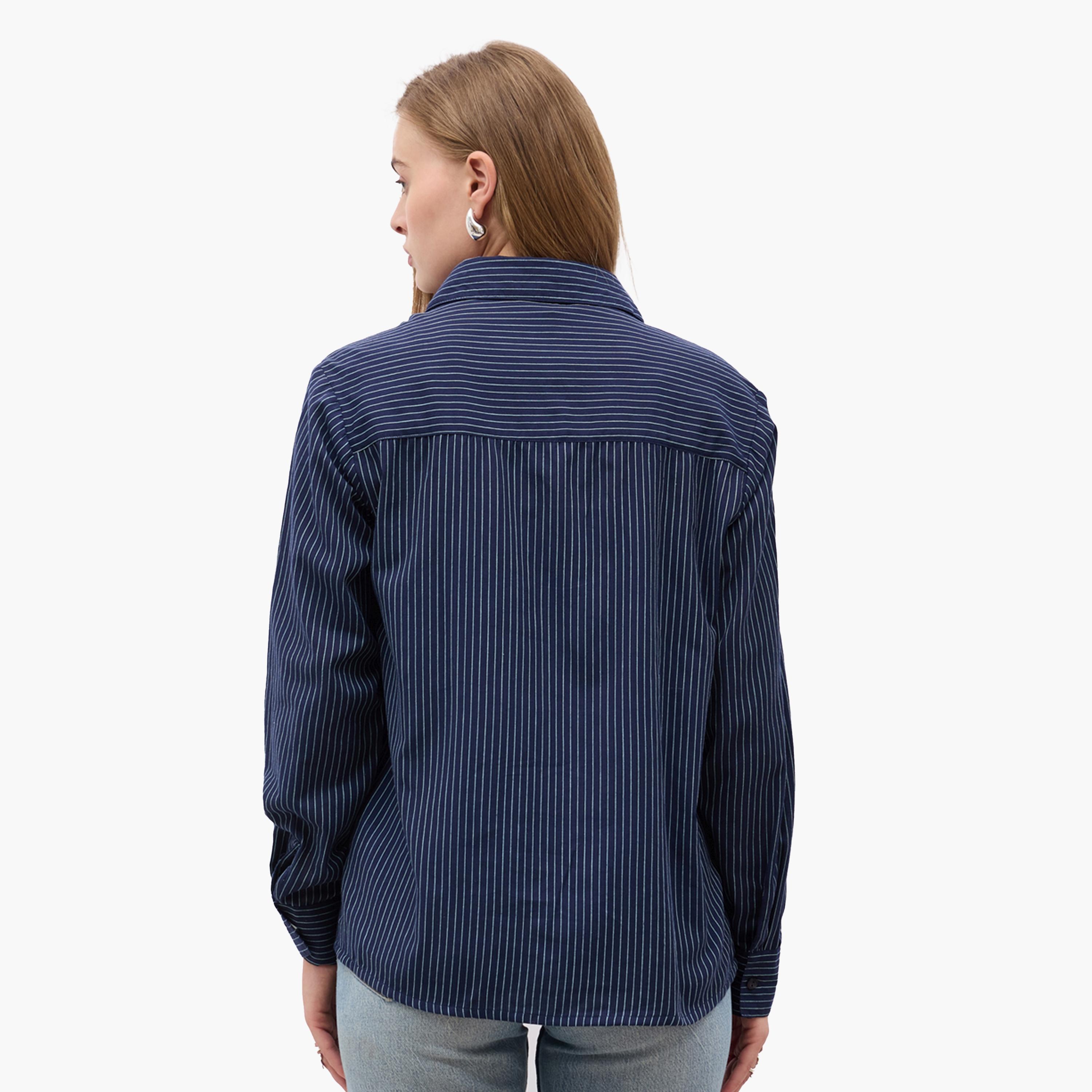 Styli Striped Regular Fit Shirt and Crop Top-women-clothing-shirtsandblouses-shirts-image-5