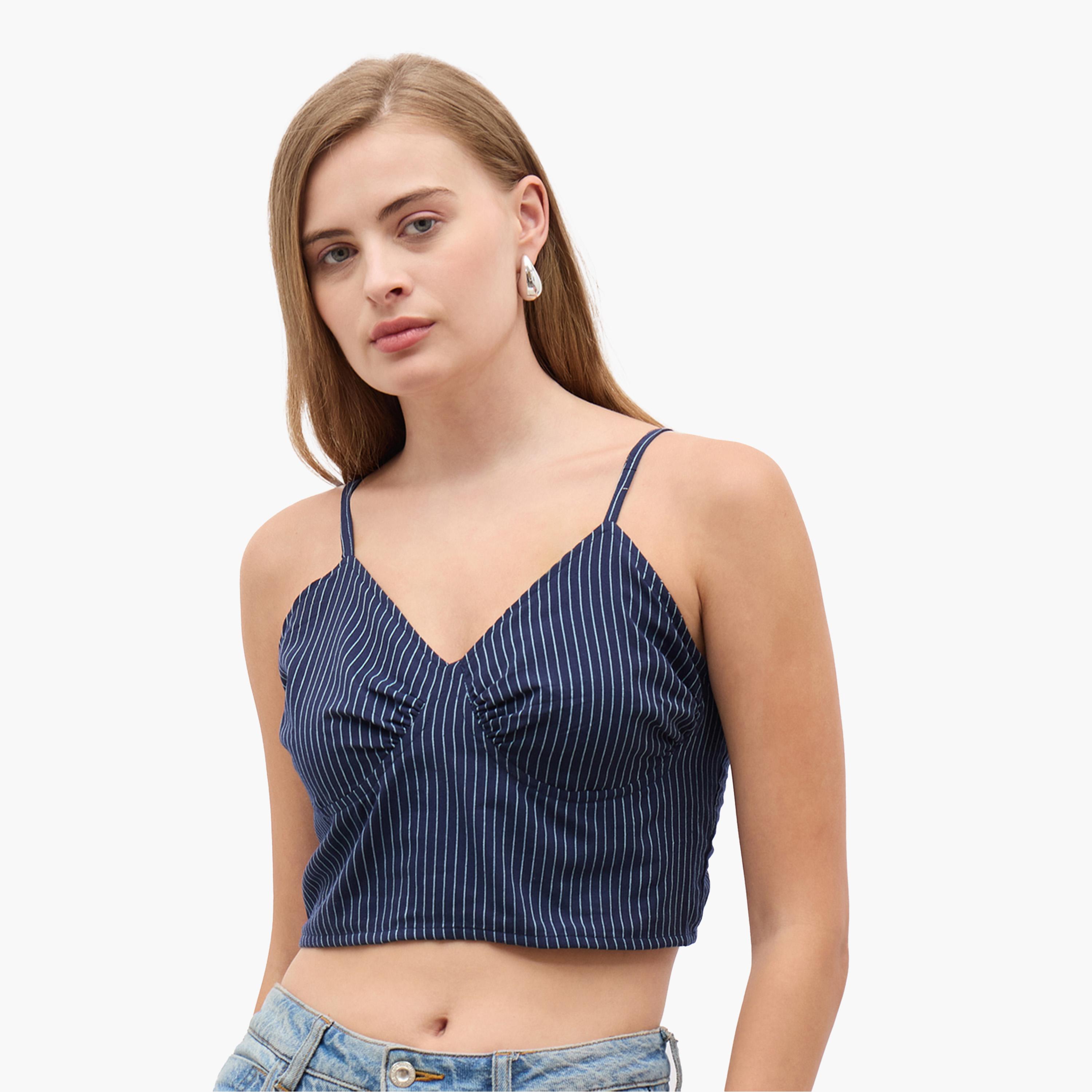 Styli Striped Regular Fit Shirt and Crop Top-women-clothing-shirtsandblouses-shirts-image-7