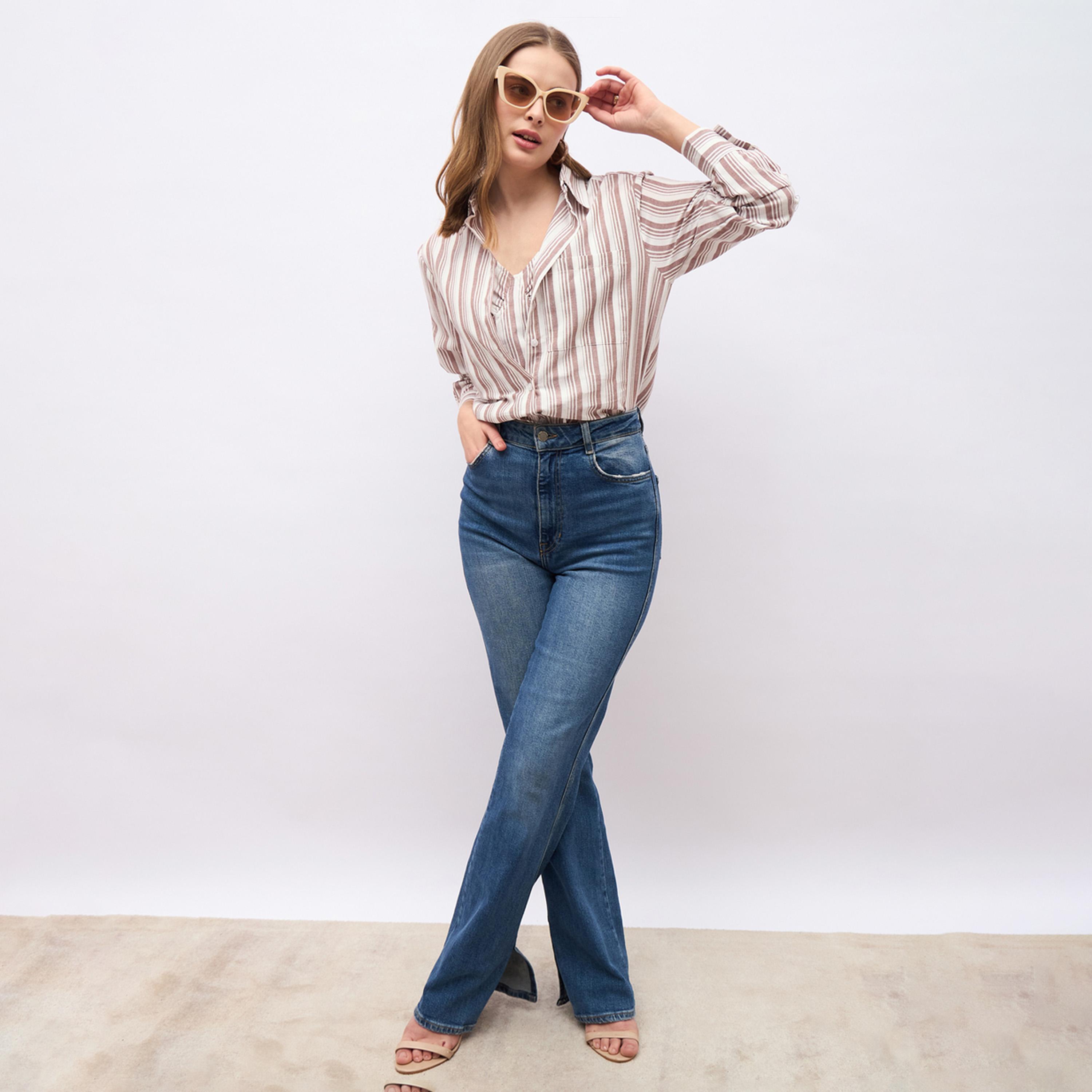 Styli Striped Spread Collar Regular Fit Shirt-women-clothing-shirtsandblouses-shirts-image-1