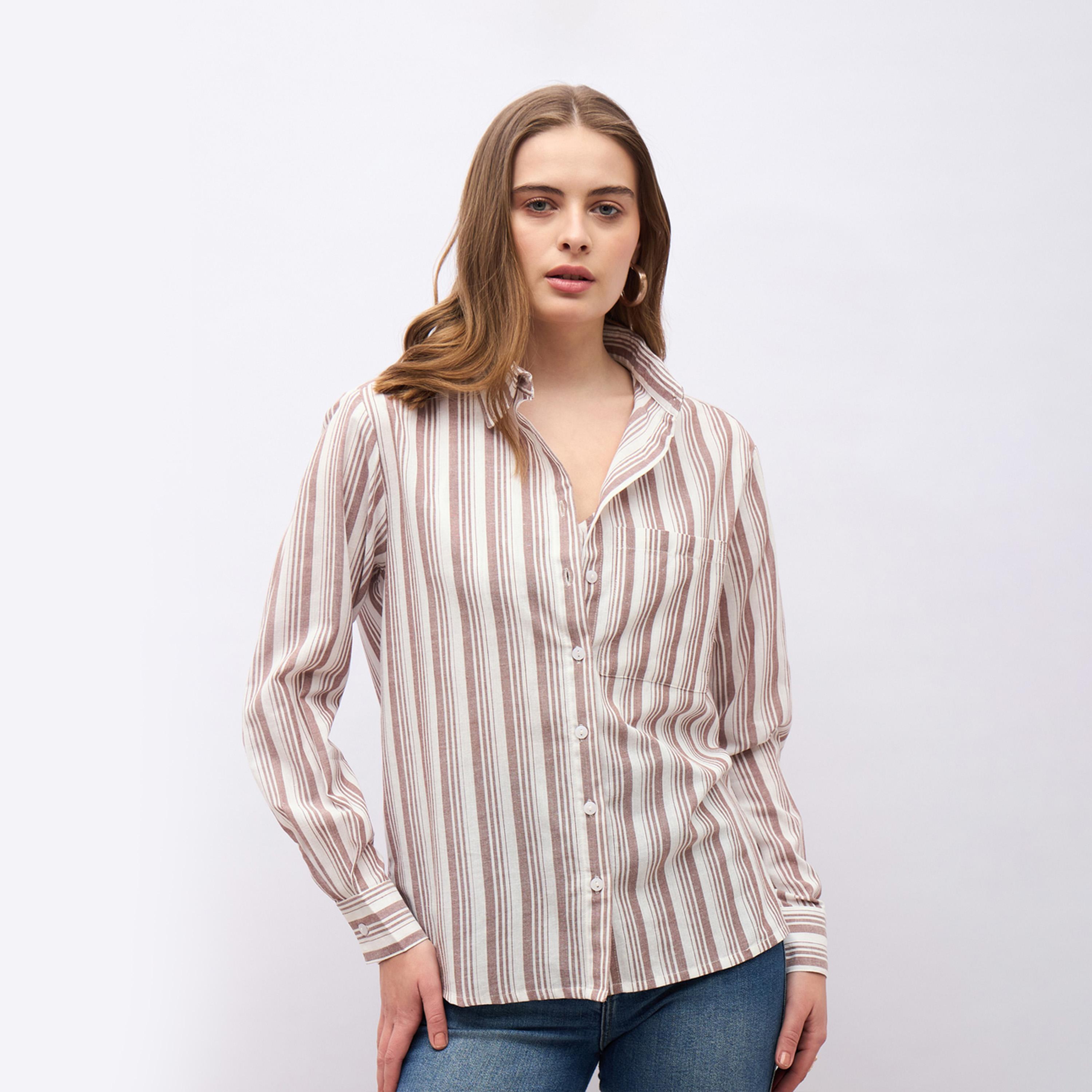 Styli Striped Spread Collar Regular Fit Shirt-women-clothing-shirtsandblouses-shirts-image-2