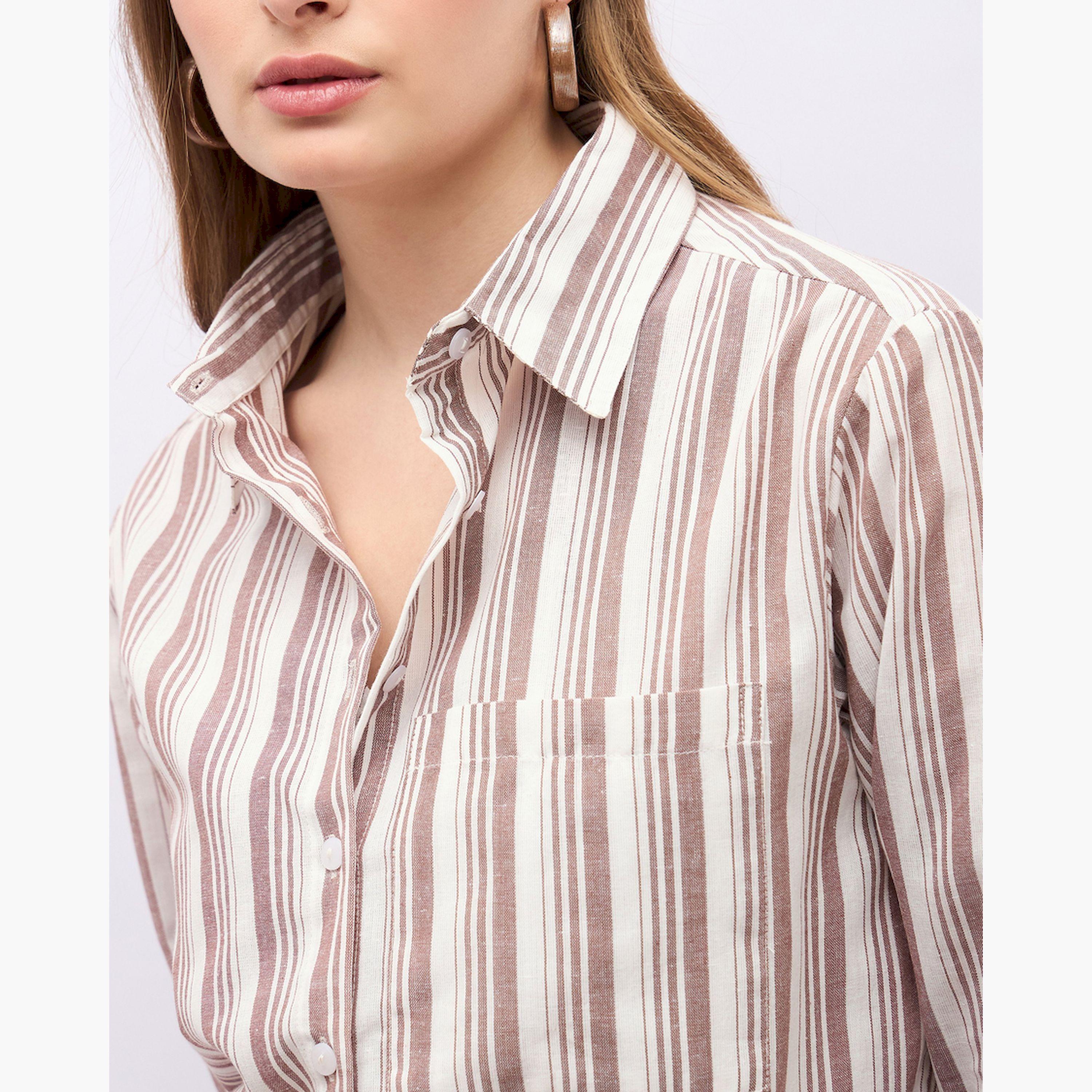 Styli Striped Spread Collar Regular Fit Shirt-women-clothing-shirtsandblouses-shirts-image-4