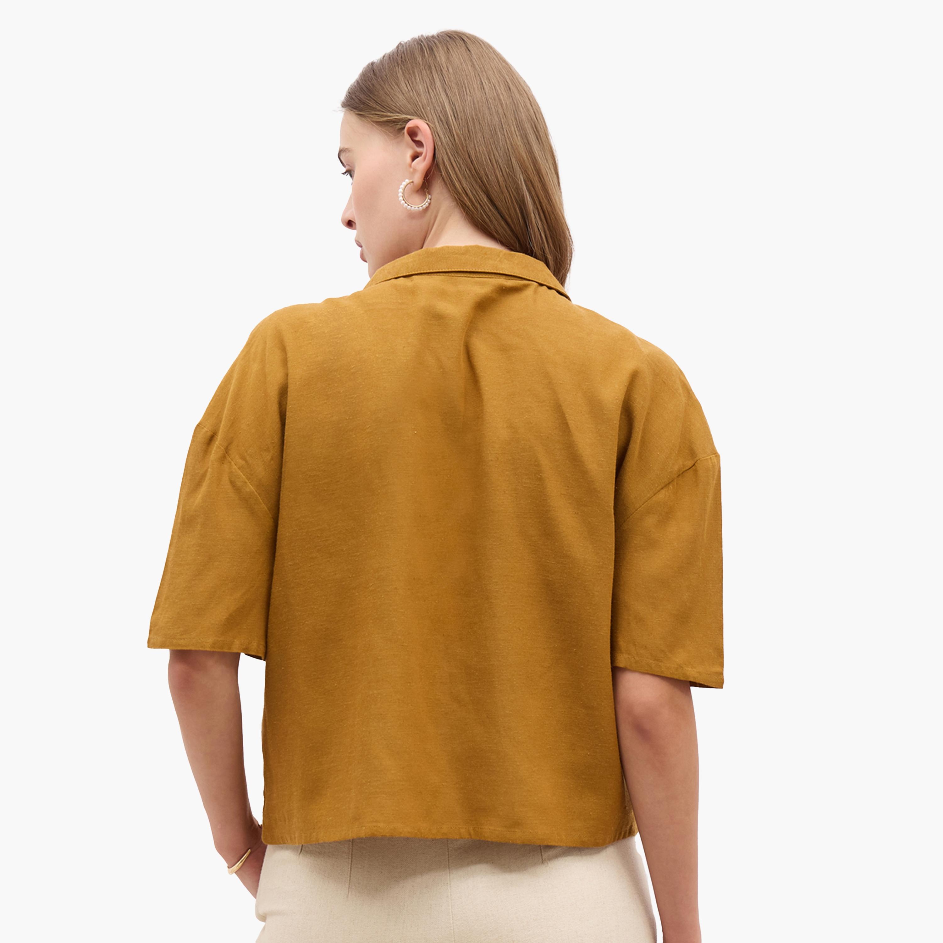 ستايلي - قميص بأكمام قصيرة وياقة مدببة-women-clothing-shirtsandblouses-shirts-image-5