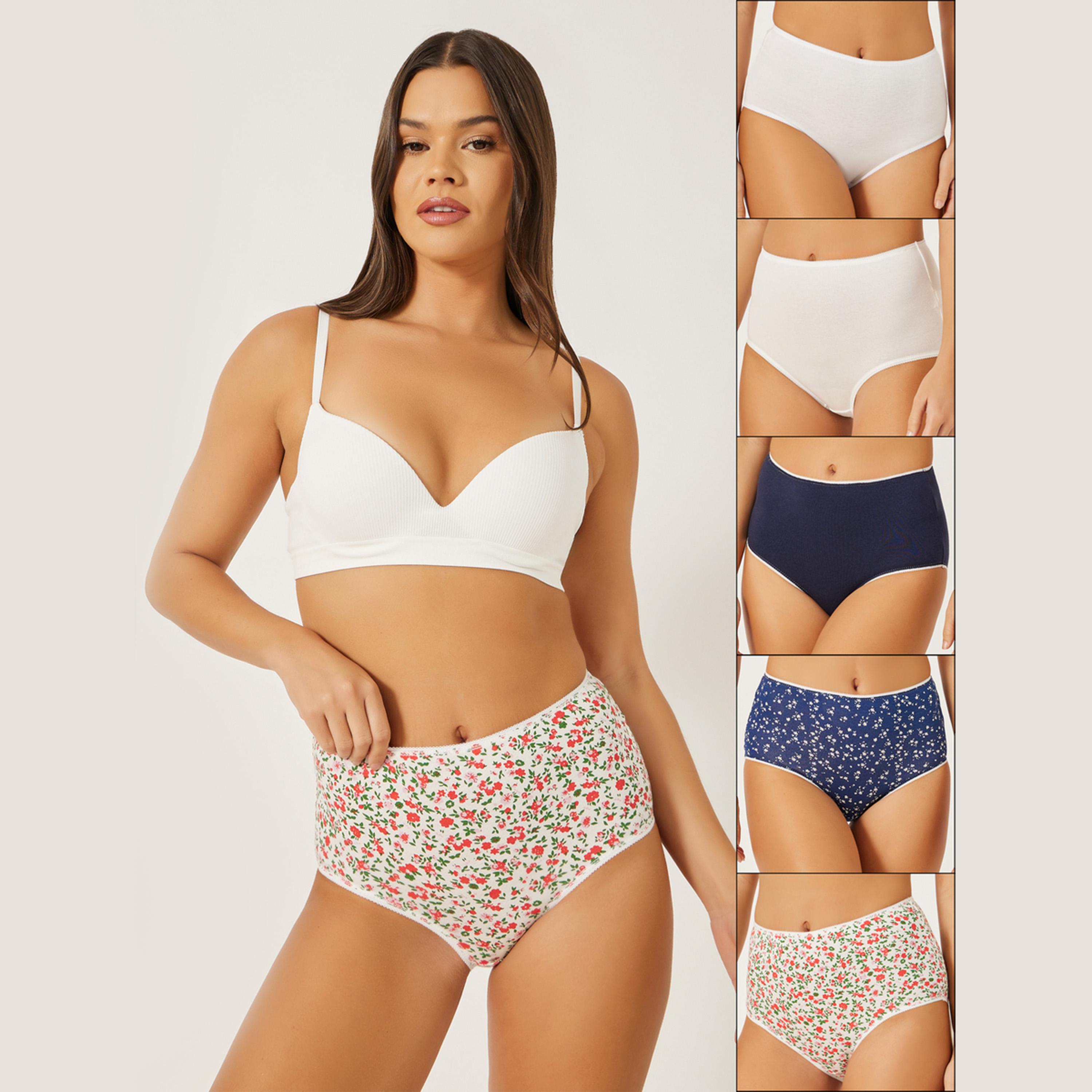 ستايلي - مجموعة من الملابس الداخلية القطنية الكاملة - 5 قطع-women-clothing-lingerie-panties-image-1