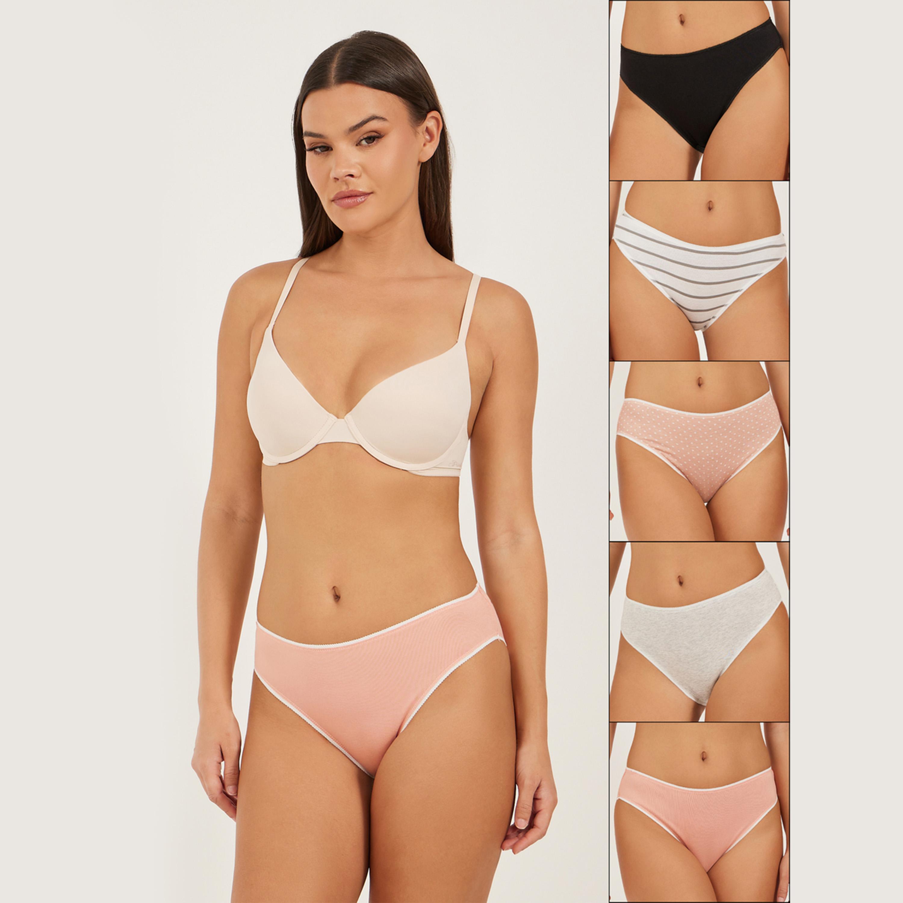 ستايلي - مجموعة من 5 قطع - سراويل داخلية متنوعة بفتحة ساق عالية-women-clothing-lingerie-panties-image-1