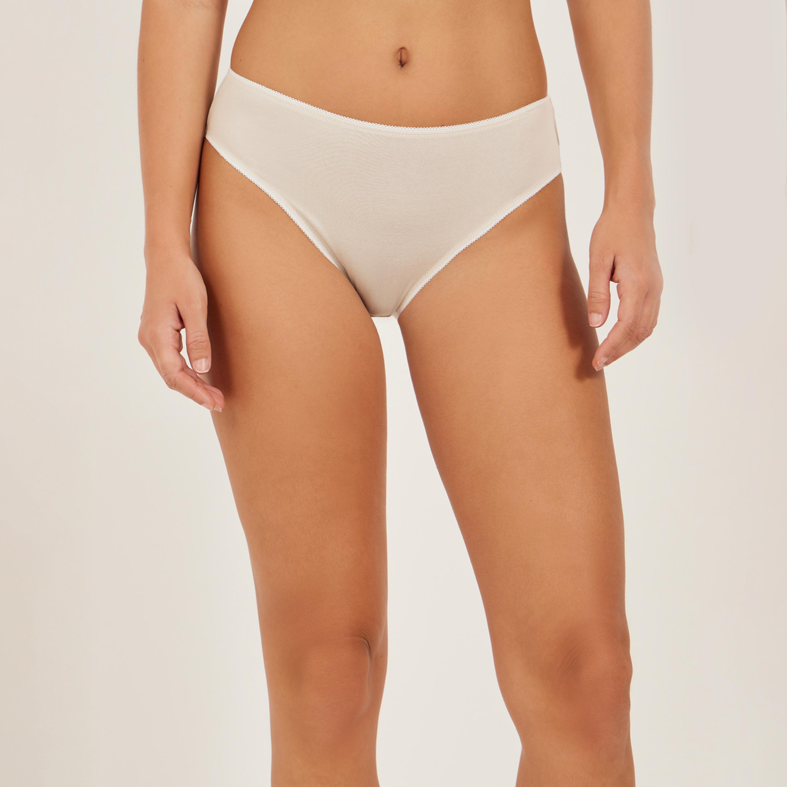 ستايلي - مجموعة من 5 قطع - سراويل داخلية سادة بفتحة ساق عالية-women-clothing-lingerie-panties-image-3