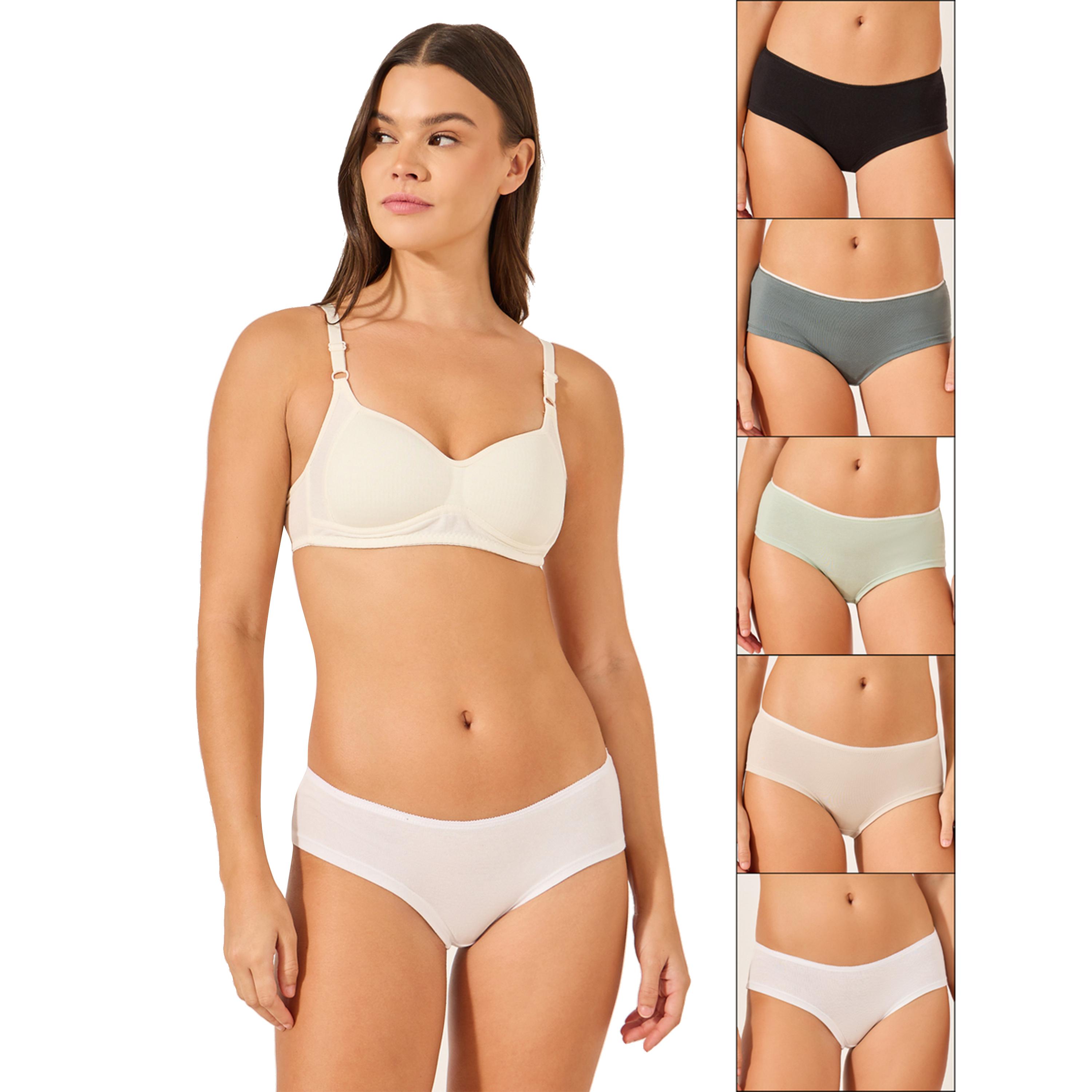Styli Pack of 5 - Solid Elastic Waist Short Briefs-women-clothing-lingerie-panties-image-1
