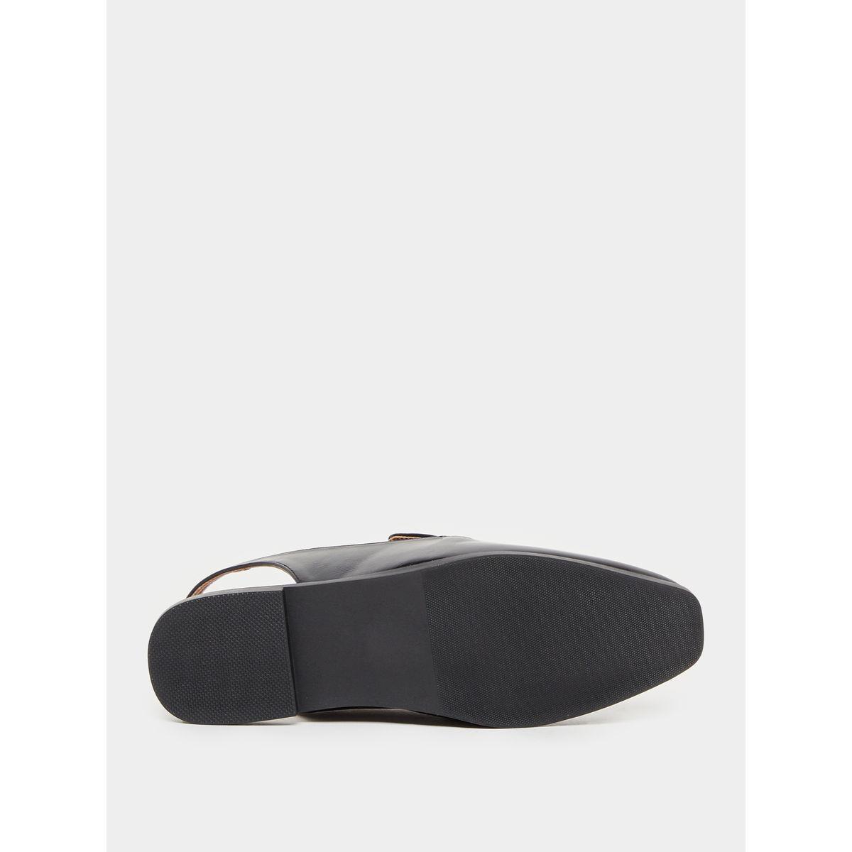 Leather Look Metal Accent Design Mules with Back Strap-women-shoes-loafersandmoccasins-image-6