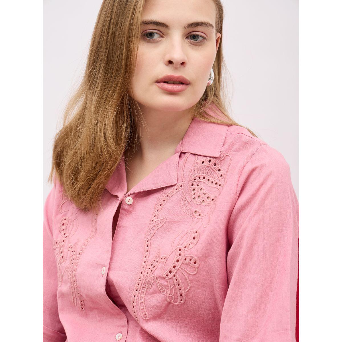 بلوزة بنسيج شيفلي وقصة عادية-women-clothing-shirtsandblouses-shirts-image-4