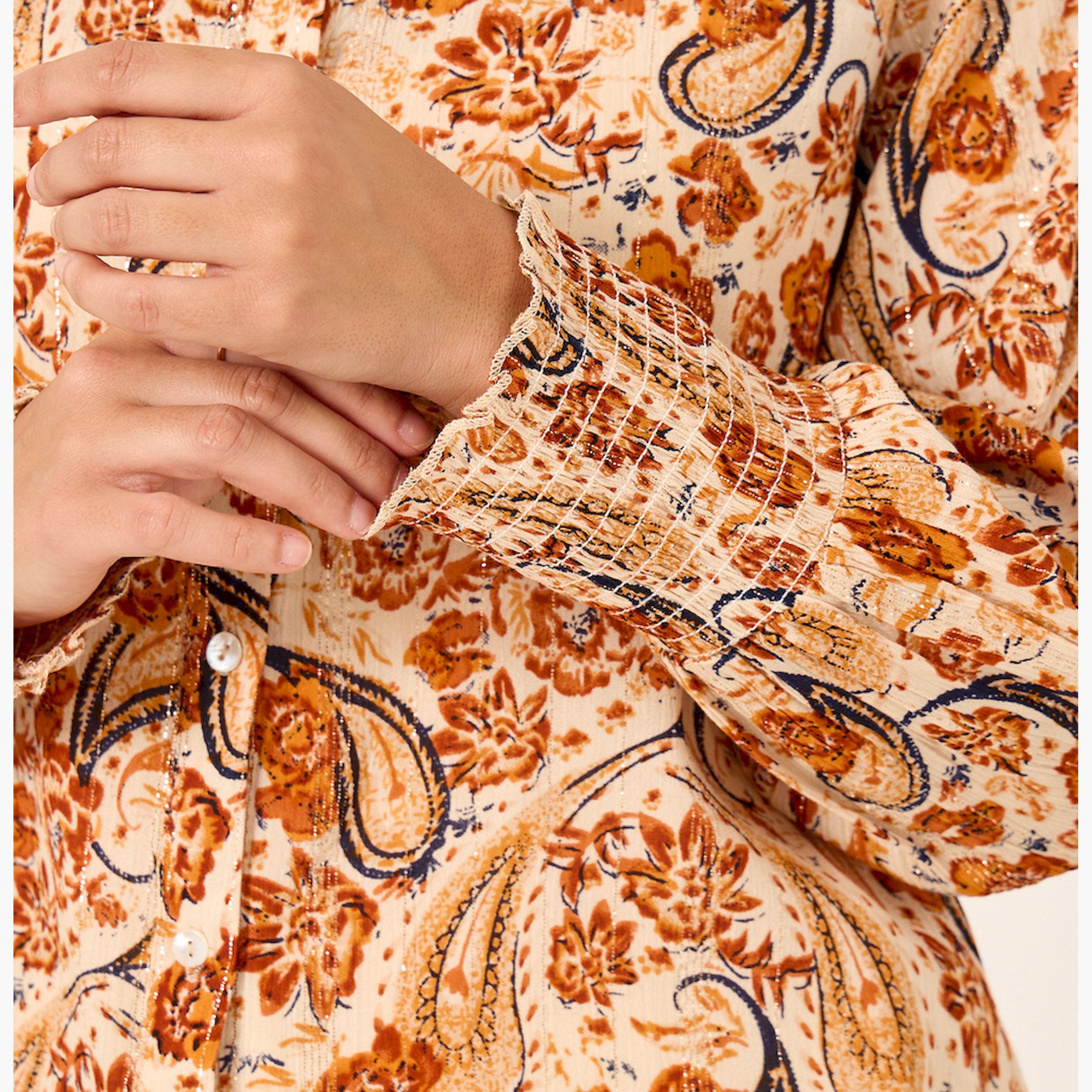 ستايلي - قميص بقصّة عادية وأكمام مطوية بطبعة بيزلي-women-clothing-shirtsandblouses-shirts-image-4