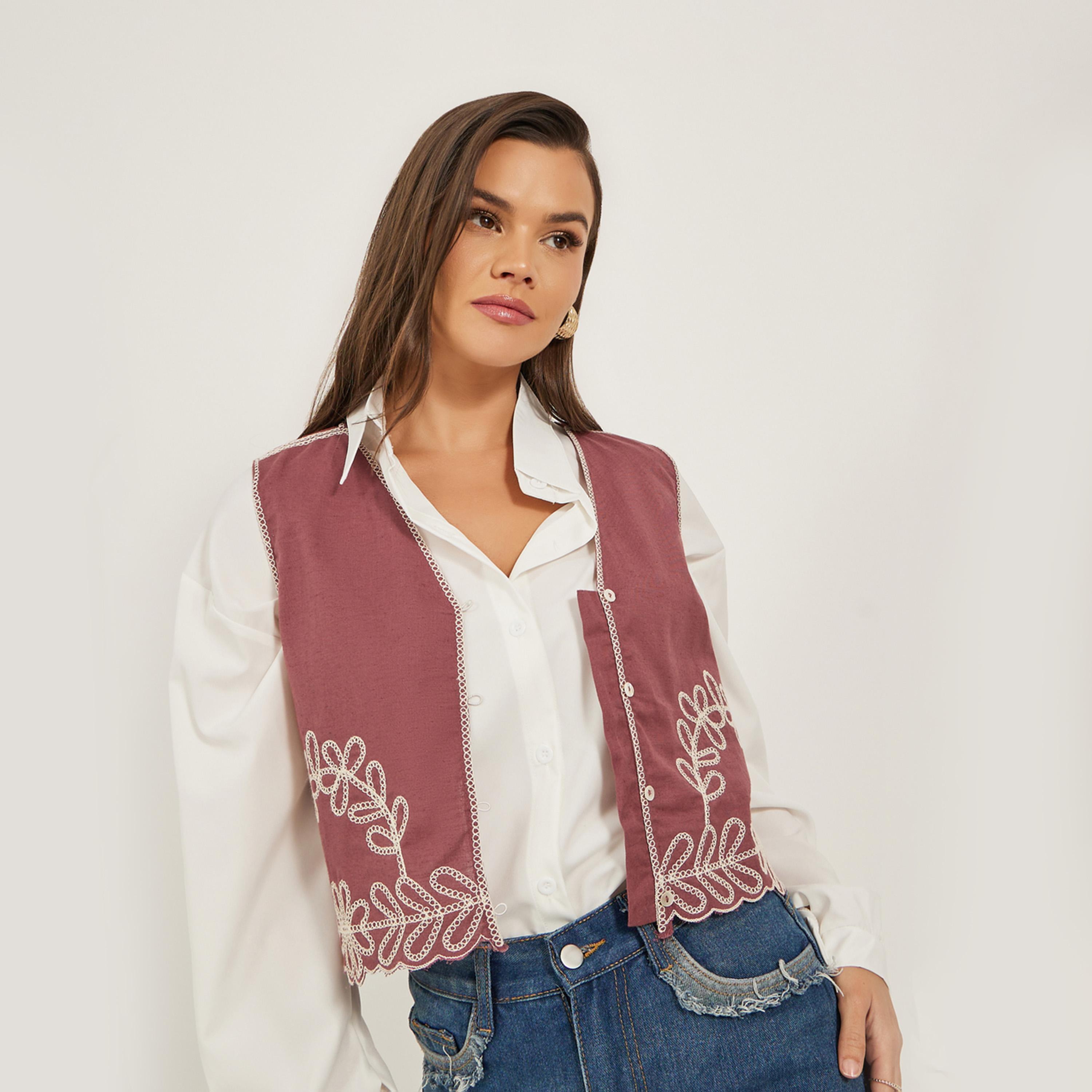 Styli Embroidered V-Neck Regular Fit Vest Top-women-clothing-shirtsandblouses-blouses-image-1