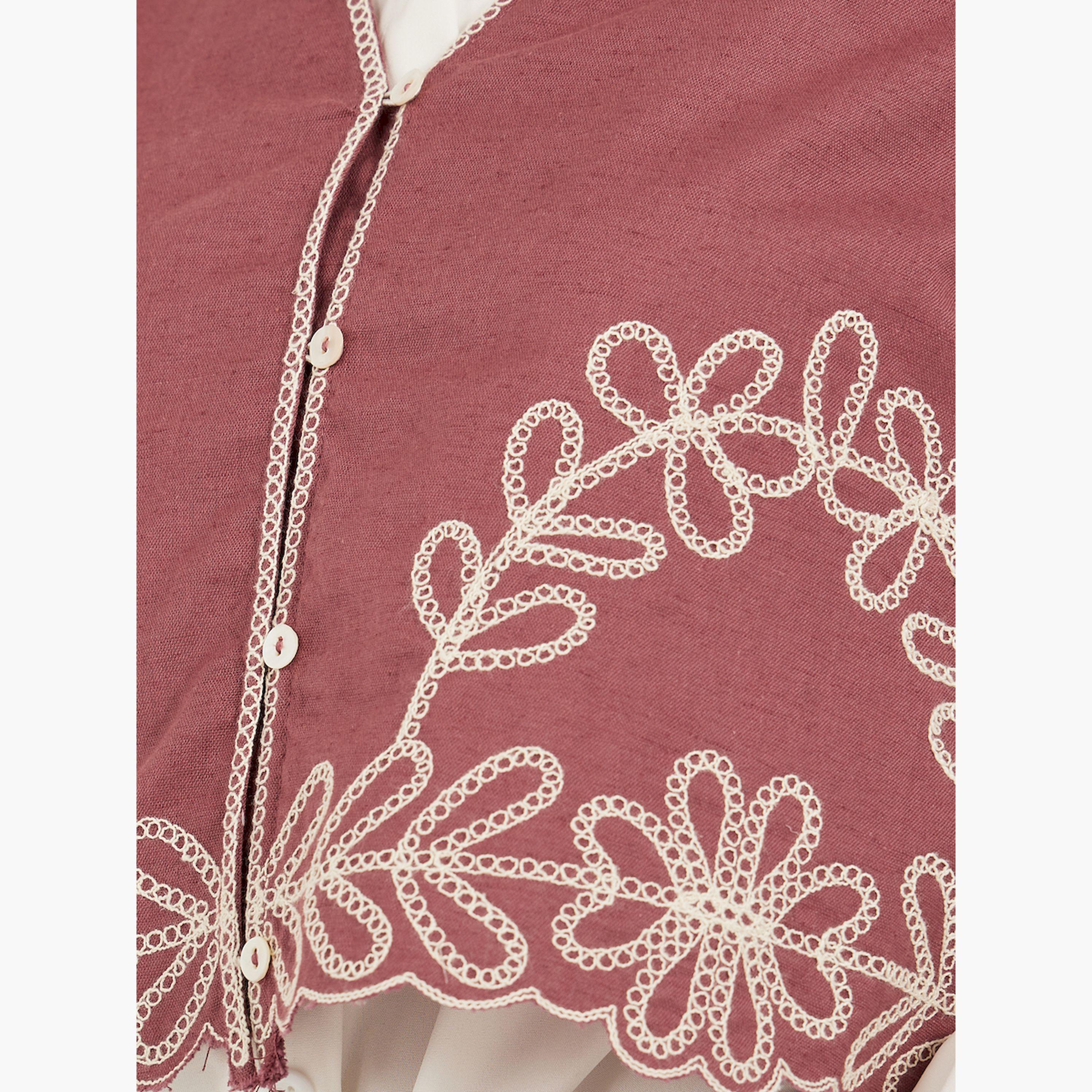 ستايلي - بلوزة مطرزة بفتحة V وقصّة عادية-women-clothing-shirtsandblouses-blouses-image-4