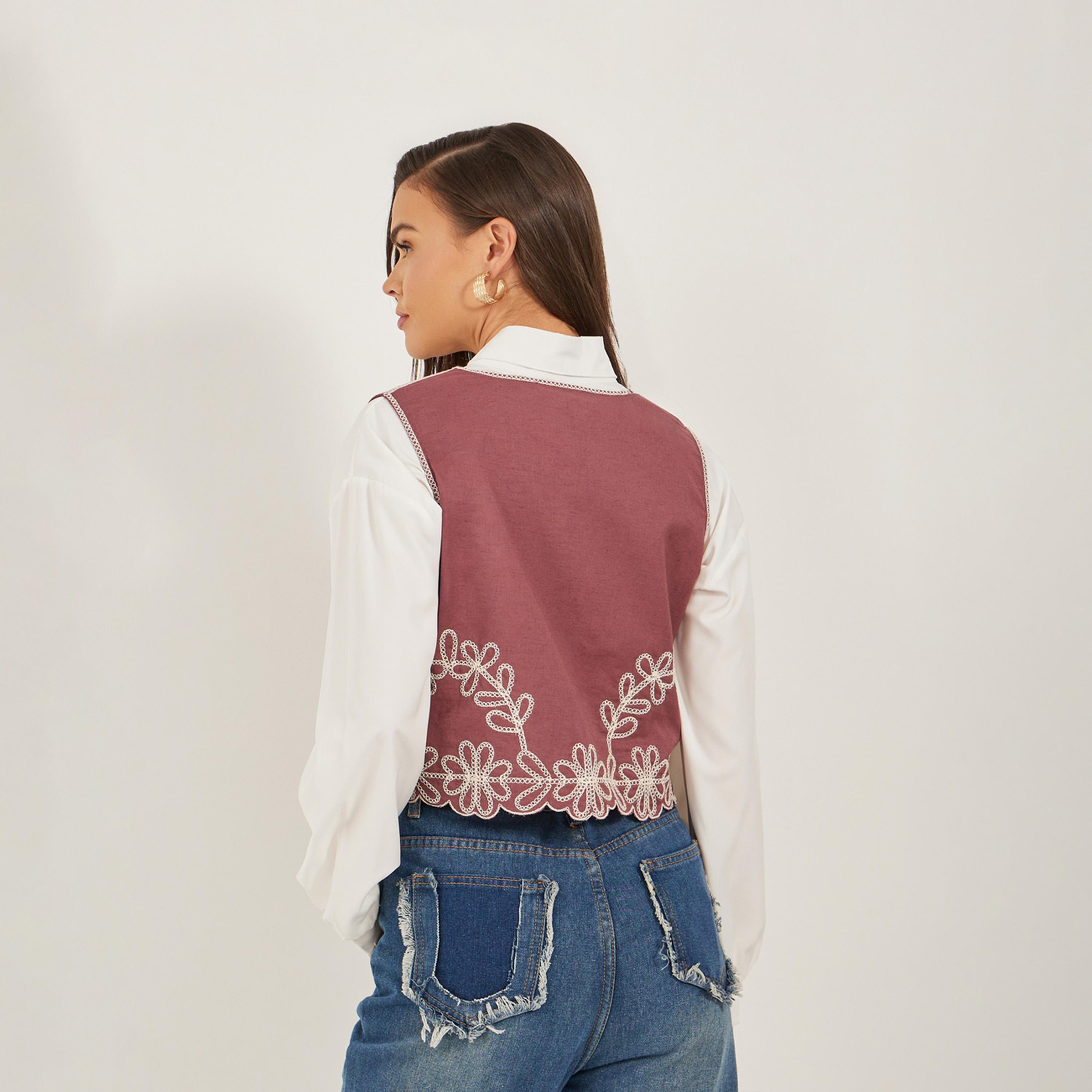 Styli Embroidered V-Neck Regular Fit Vest Top-women-clothing-shirtsandblouses-blouses-image-5