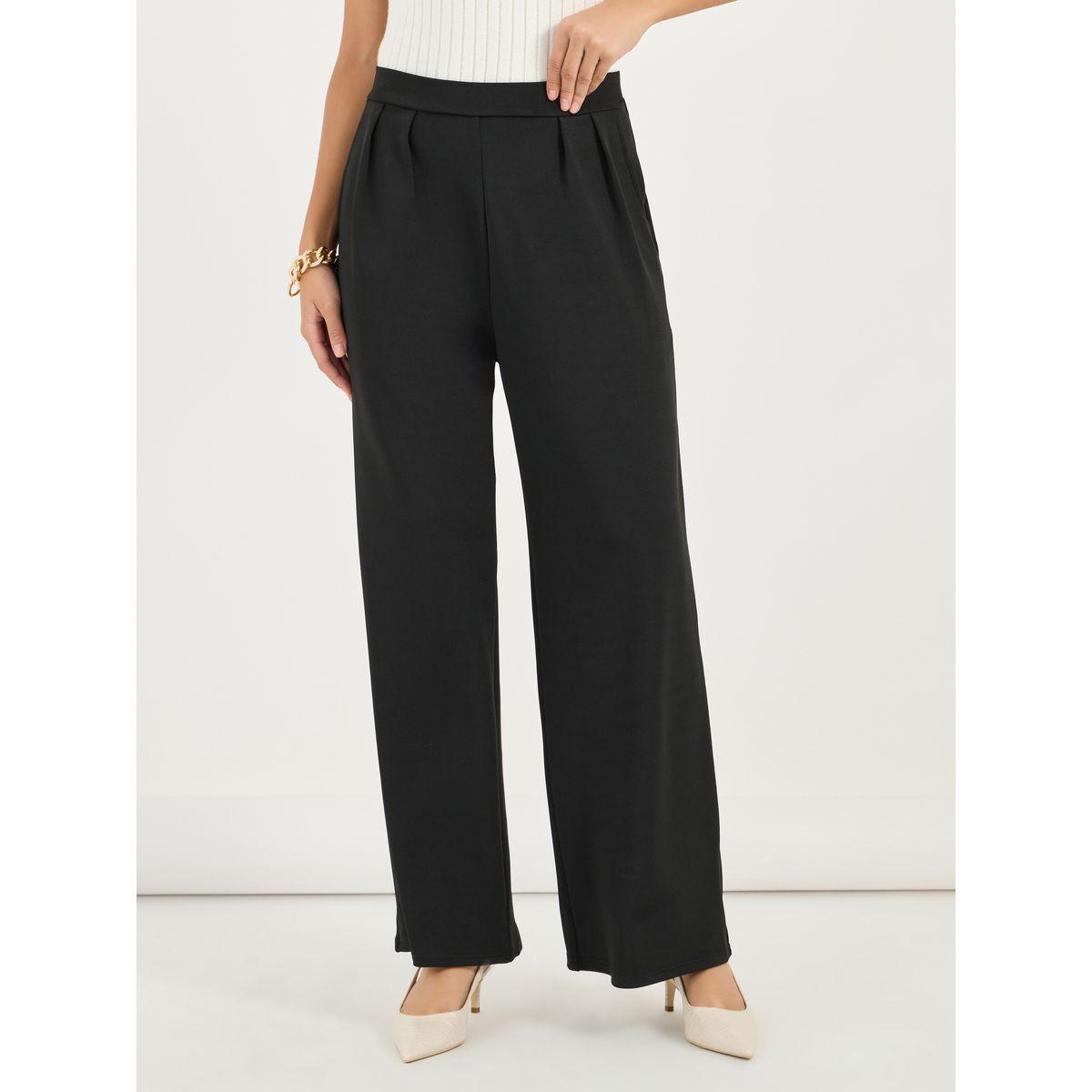 بنطال بخصر عالي وخصر مطاطي-women-clothing-bottoms-trousers-image-2