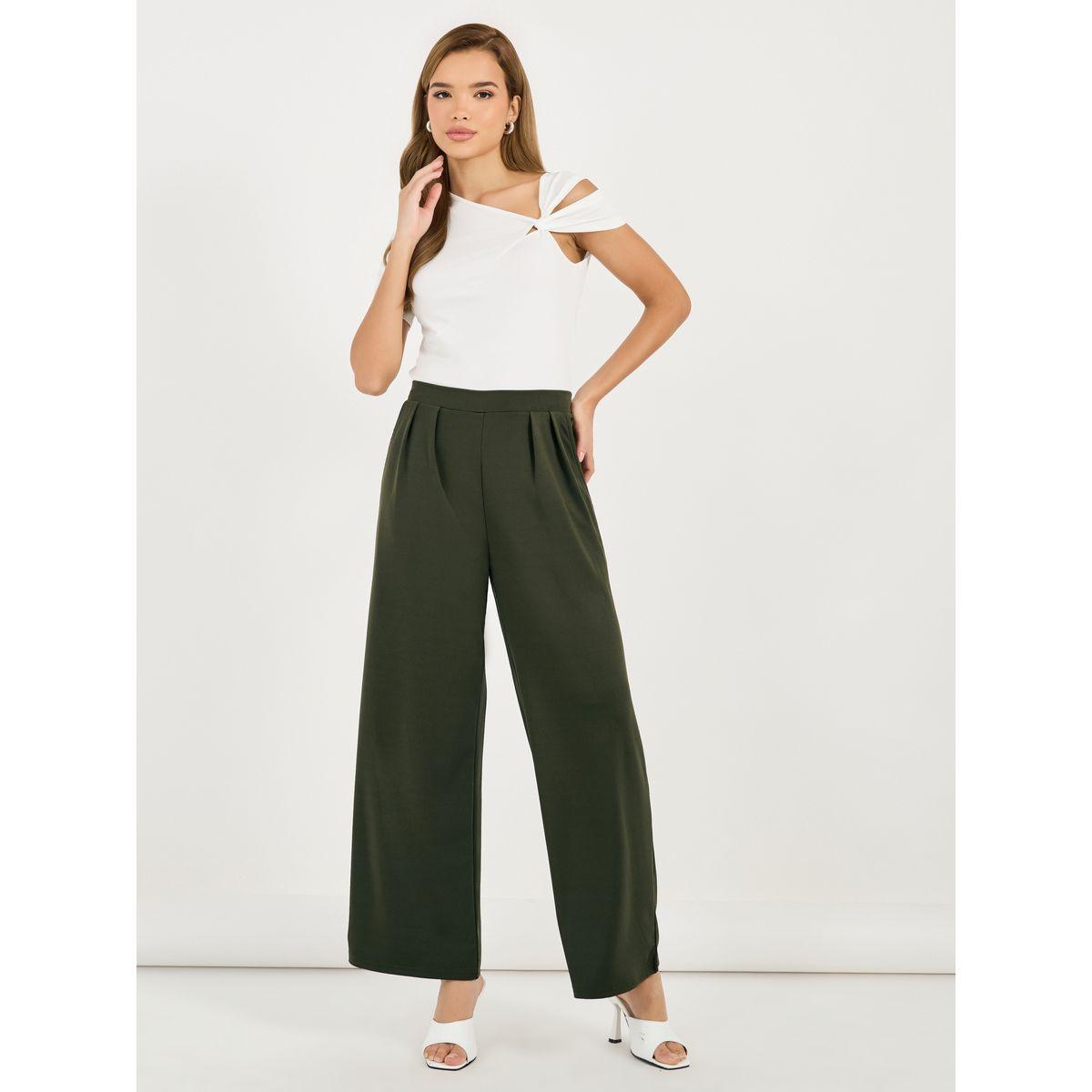 بنطال بأرجل واسعة وخصر عالي مع كسرات-women-clothing-bottoms-trousers-image-1