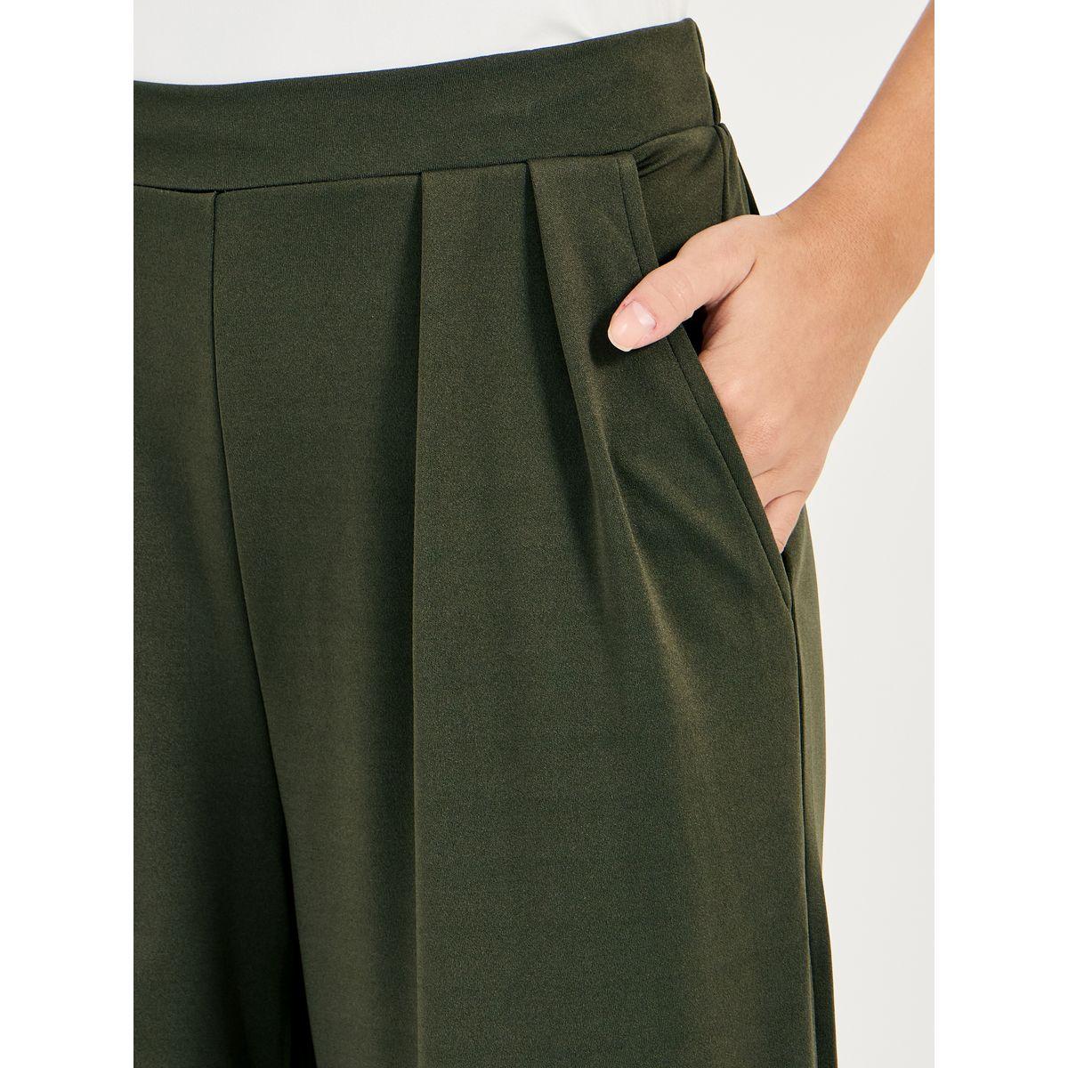 بنطال بأرجل واسعة وخصر عالي مع كسرات-women-clothing-bottoms-trousers-image-3