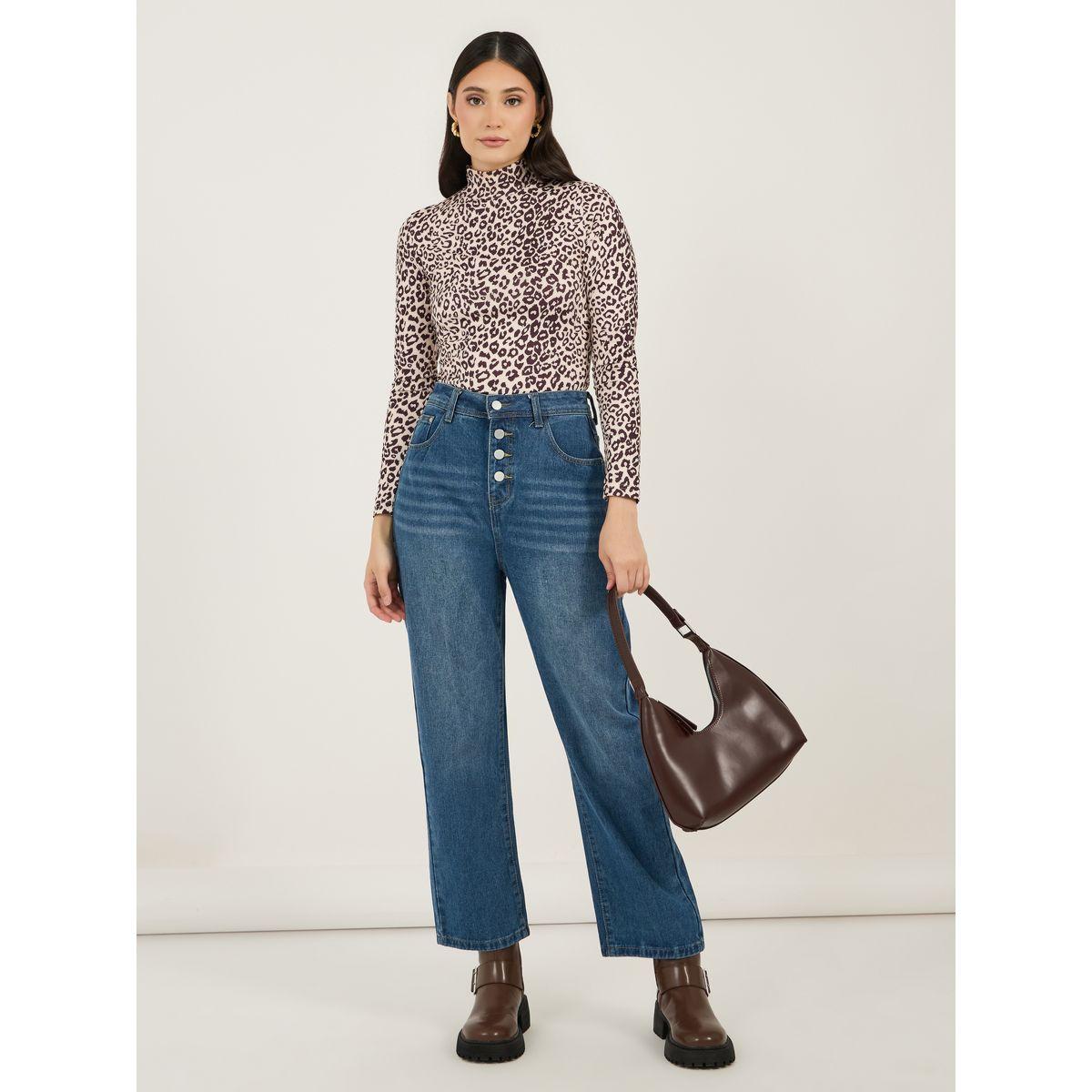 جينز بأرجل مستقيمة وخصر متوسط-women-clothing-bottoms-jeans-image-1