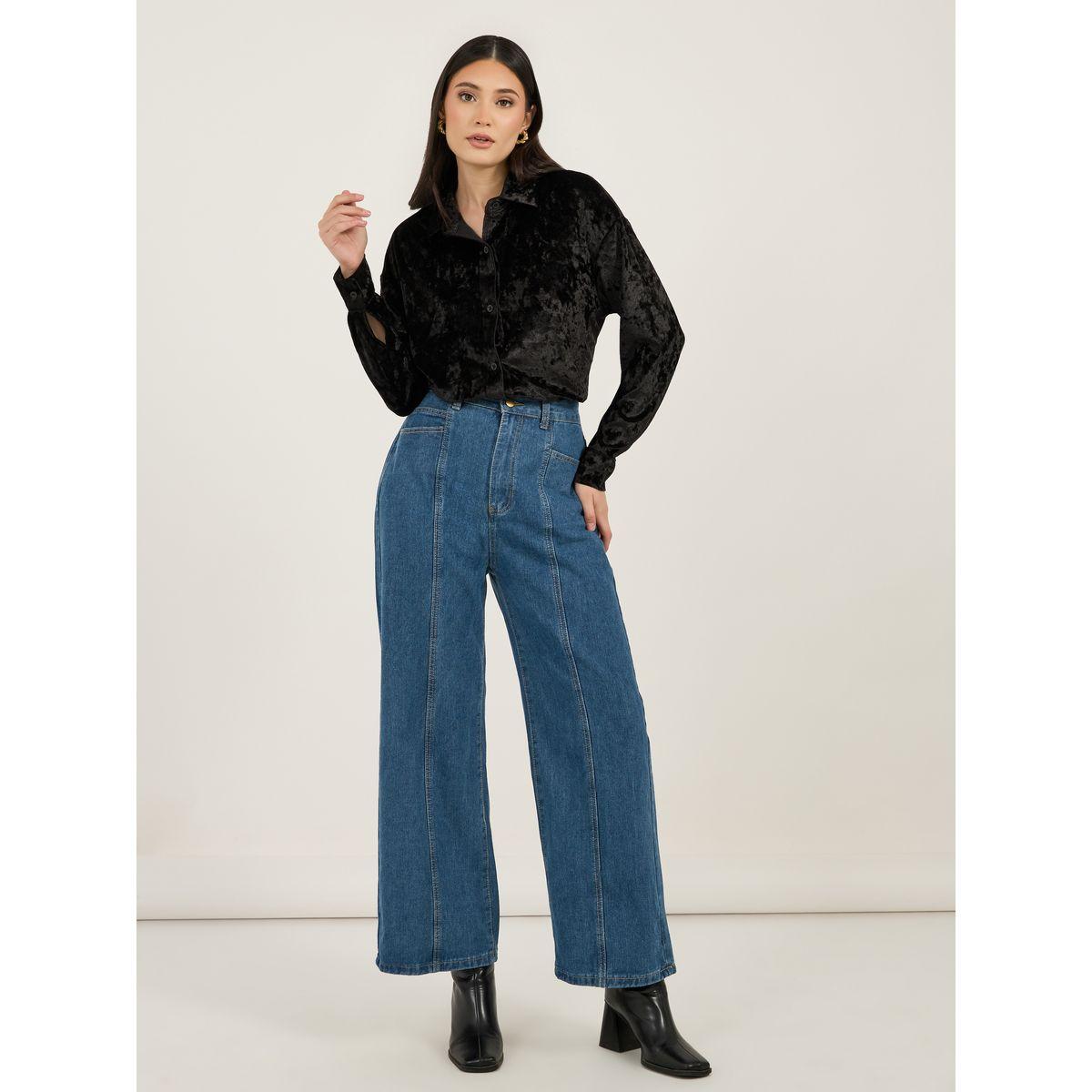 جينز بخصر عالي وأرجل واسعة-women-clothing-bottoms-jeans-image-1