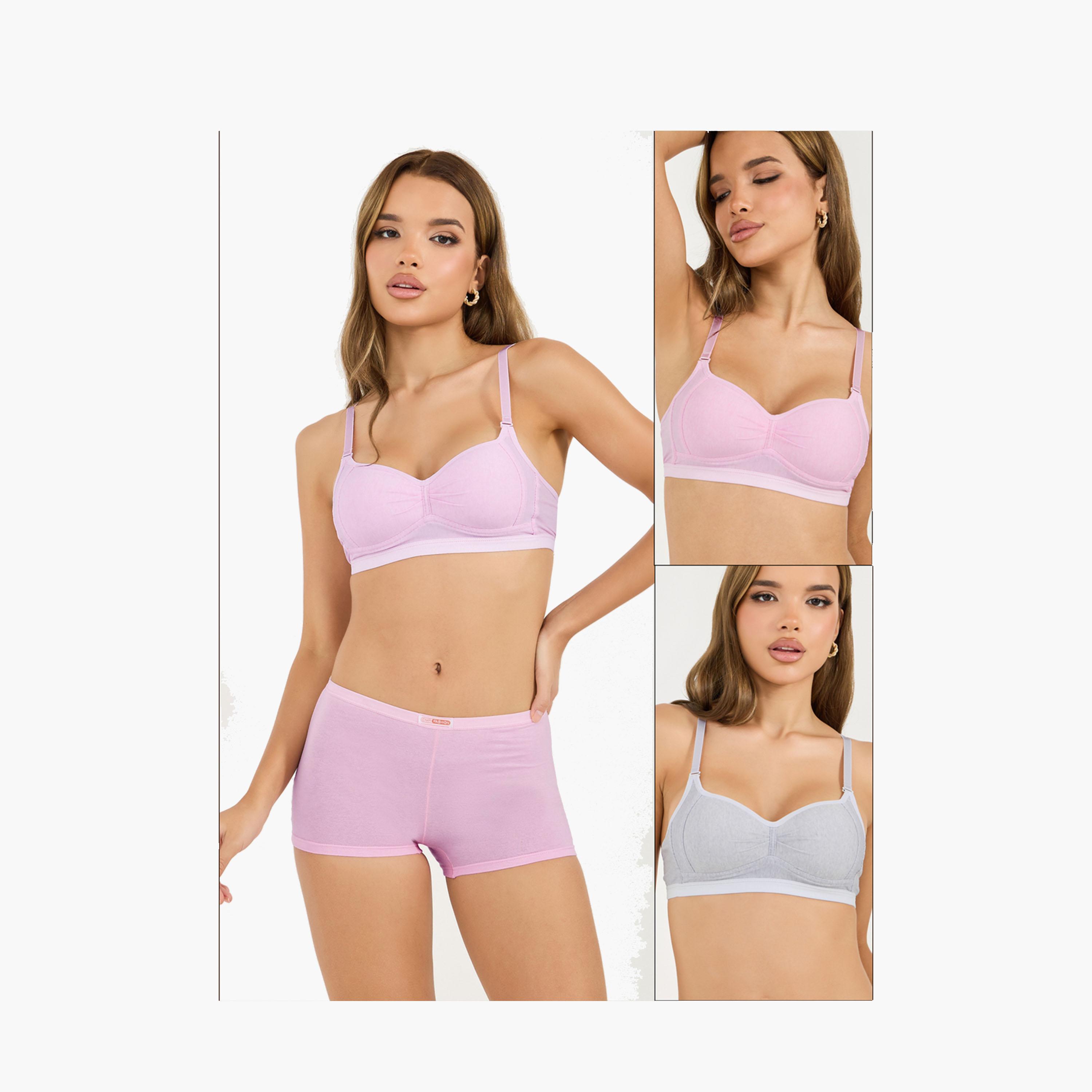 Styli Pack of 2 - Padded Non Wired Comfort T-Shirt Bra-women-clothing-lingerie-bras-image-1