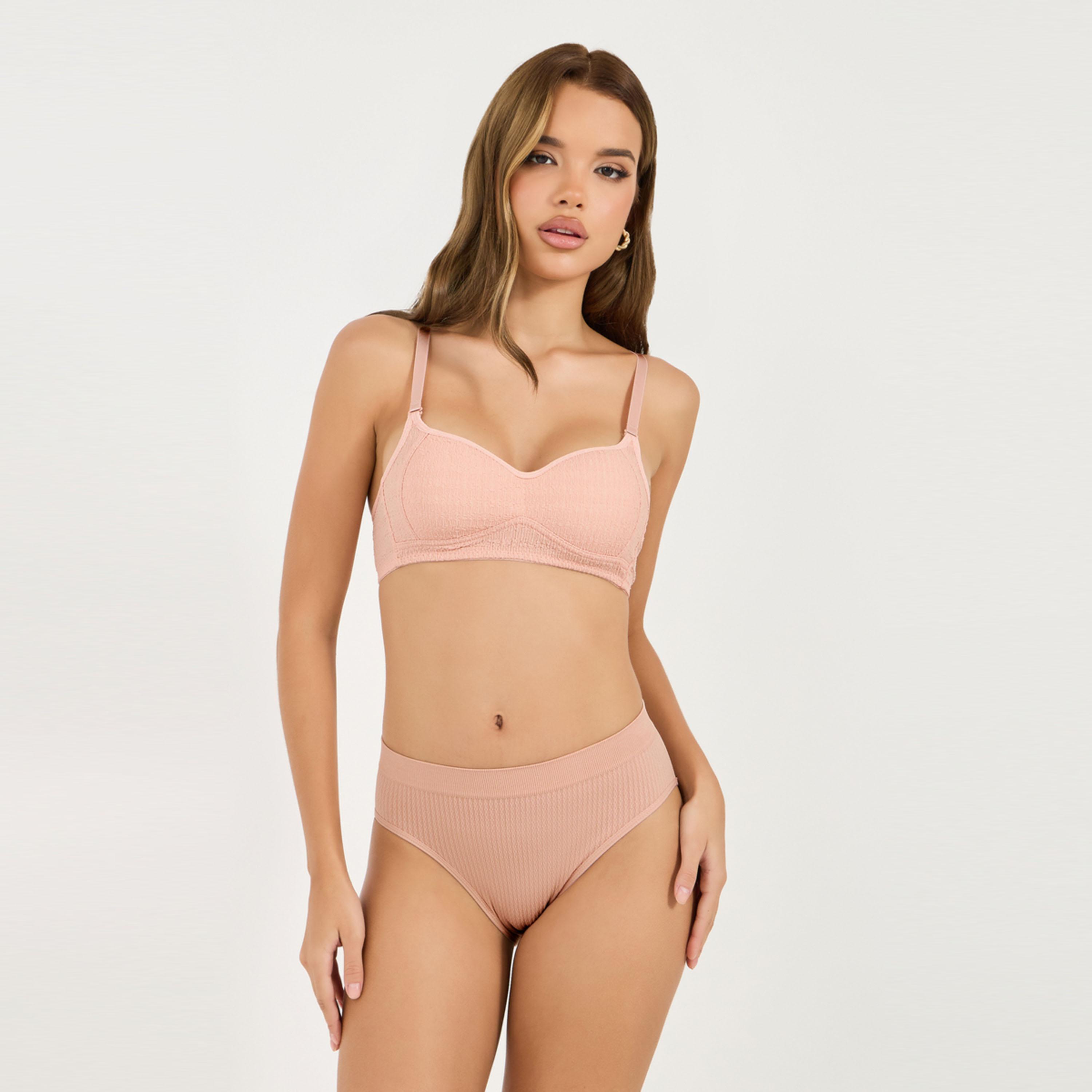 Styli Pack of 2 - Padded Non Wired Textured Comfort Bra-women-clothing-lingerie-bras-image-4