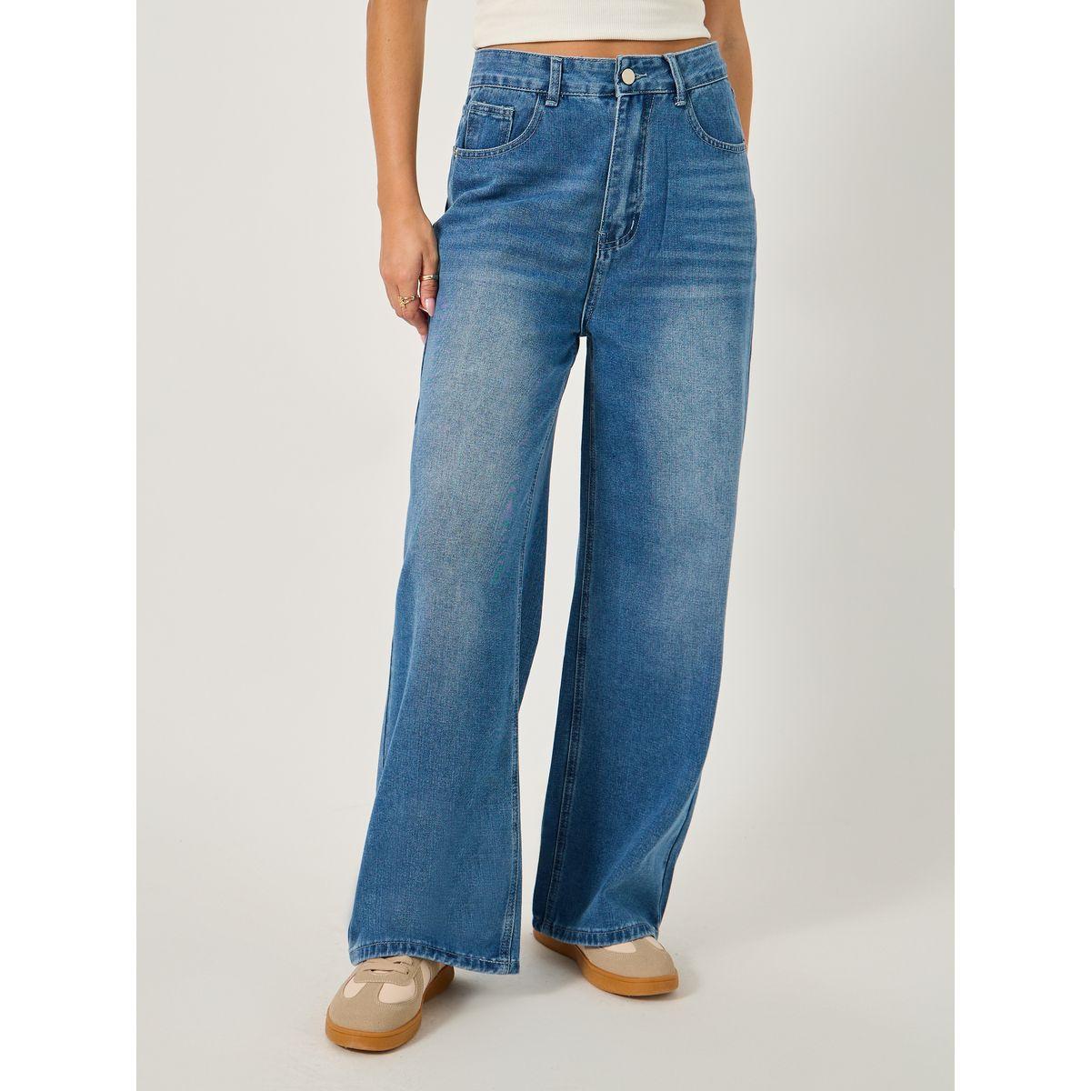 جينز بقصة مستقيمة وخصر عالي-women-clothing-bottoms-jeans-image-2