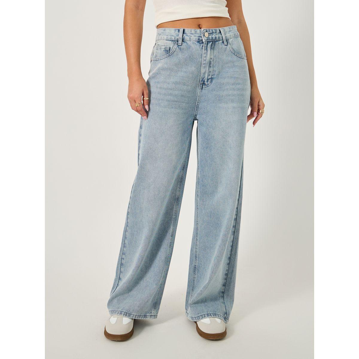 جينز بقصة مستقيمة وخصر عالي-women-clothing-bottoms-jeans-image-2
