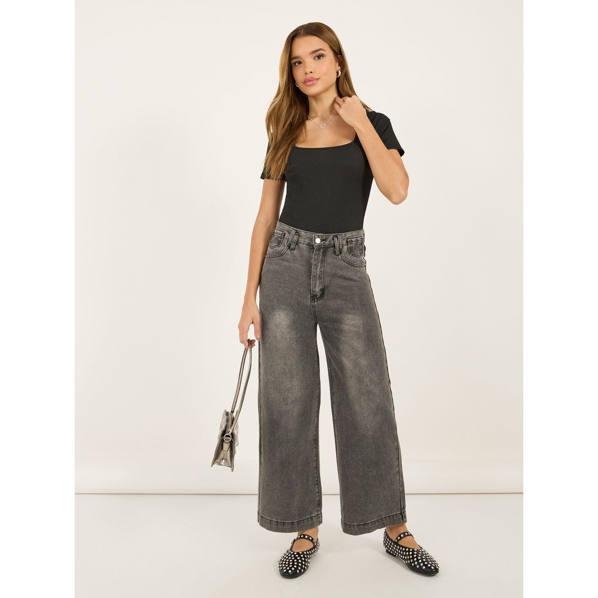 جينز بخصر عالي وأرجل واسعة-women-clothing-bottoms-jeans-image-1